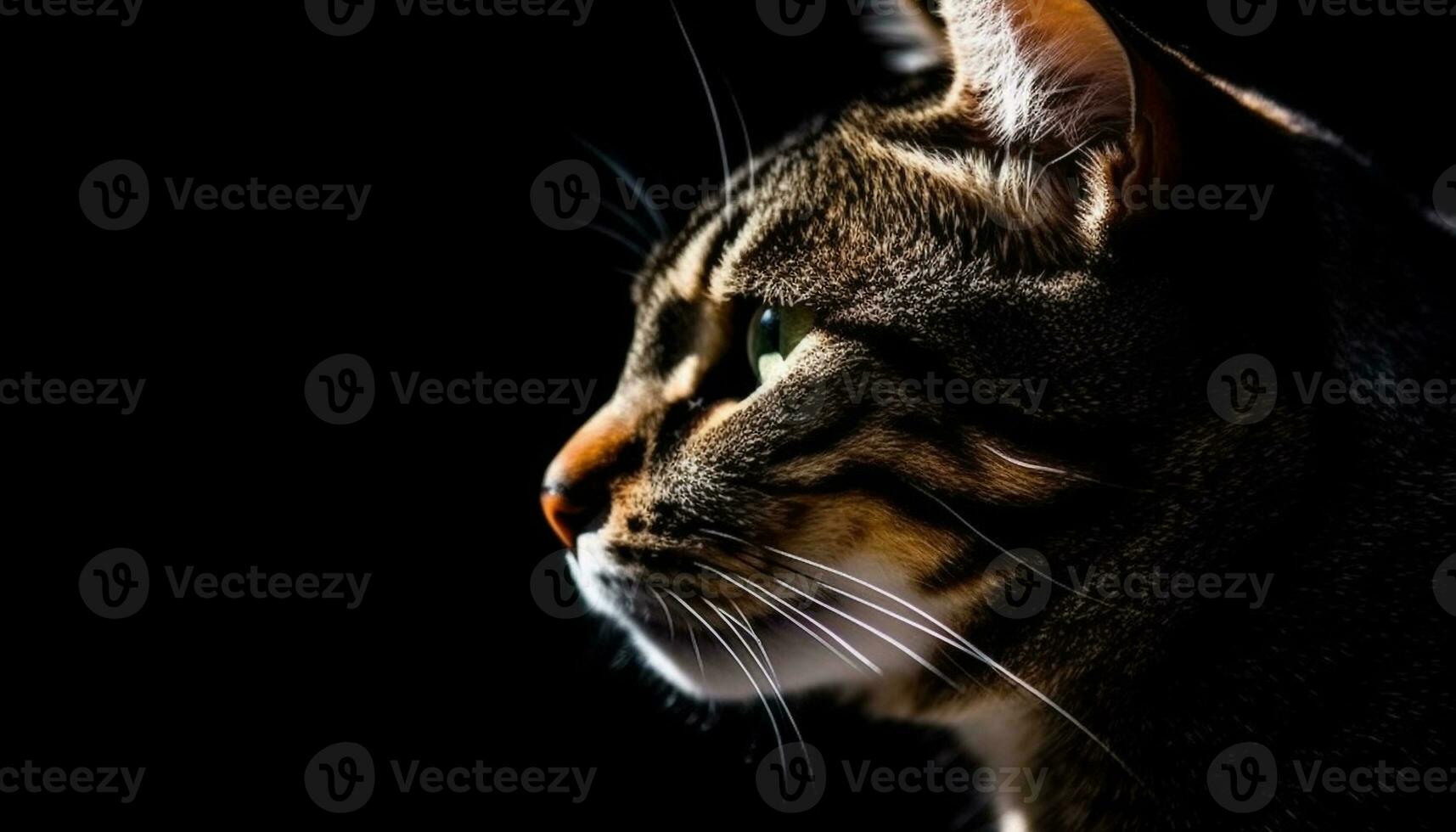 Fluffy kitten staring with alertness, playful curiosity in studio shot generated by AI photo