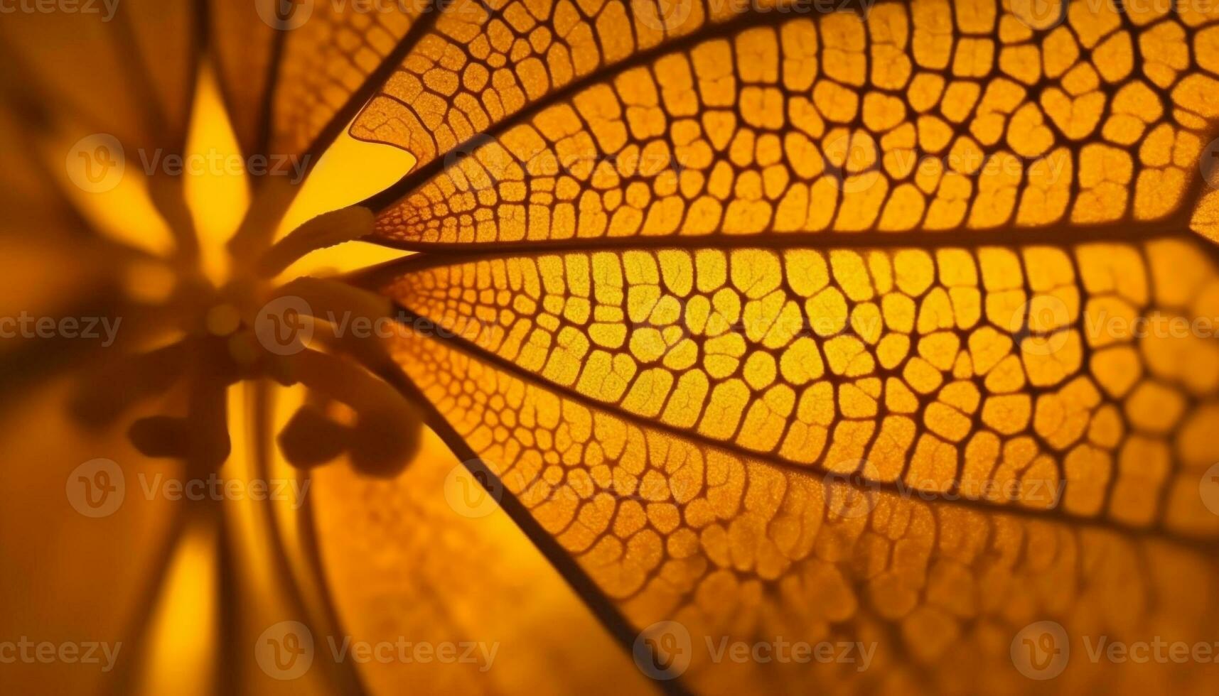 Glowing spider web on backlit leaf, a beauty in nature generated by AI photo