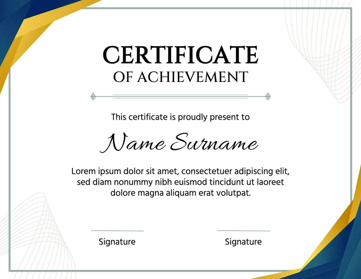 Blue and Gold Certificate of Achievement template
