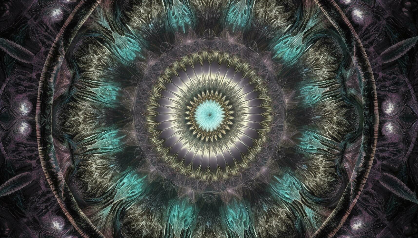 mandala with gray and blue colors generated by AI photo