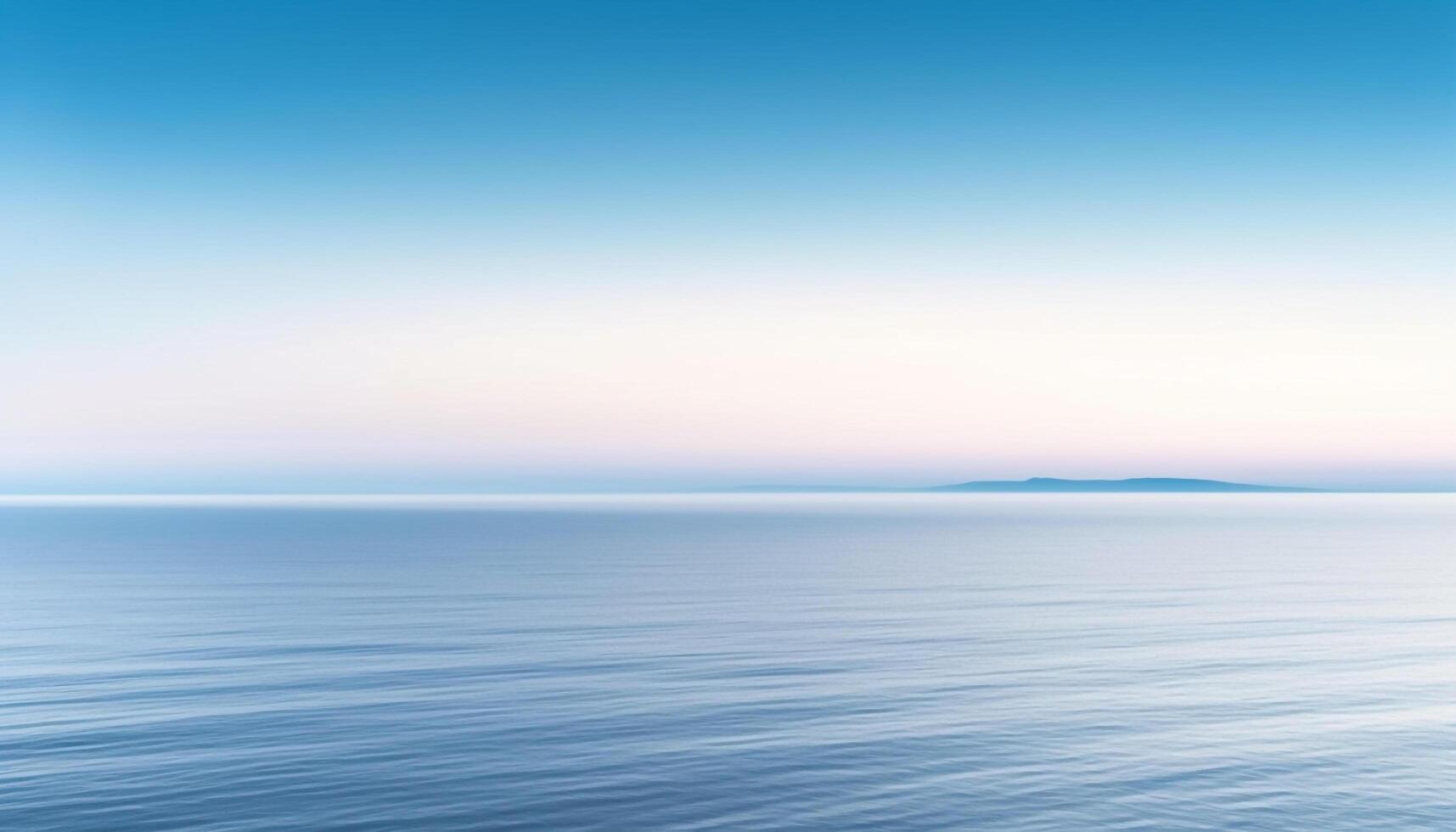 Tranquil scene of rippled water and bright sunset over coastline generated by AI photo