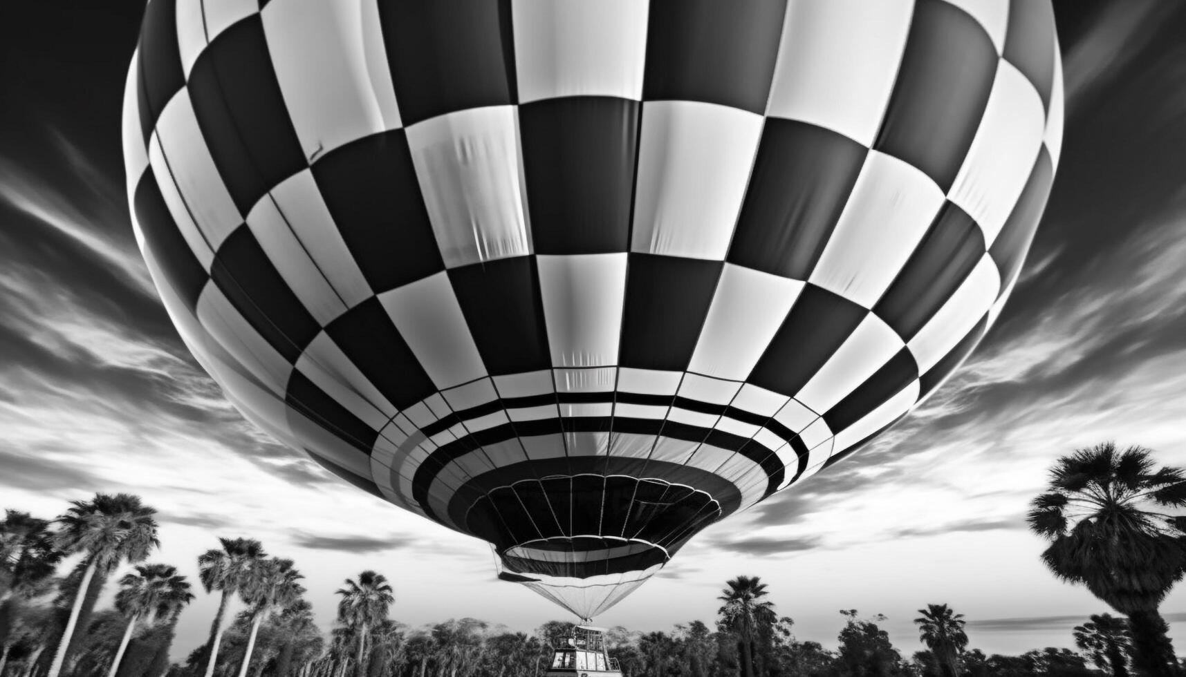 Fun adventure flying high in hot air balloon transportation generated by AI photo