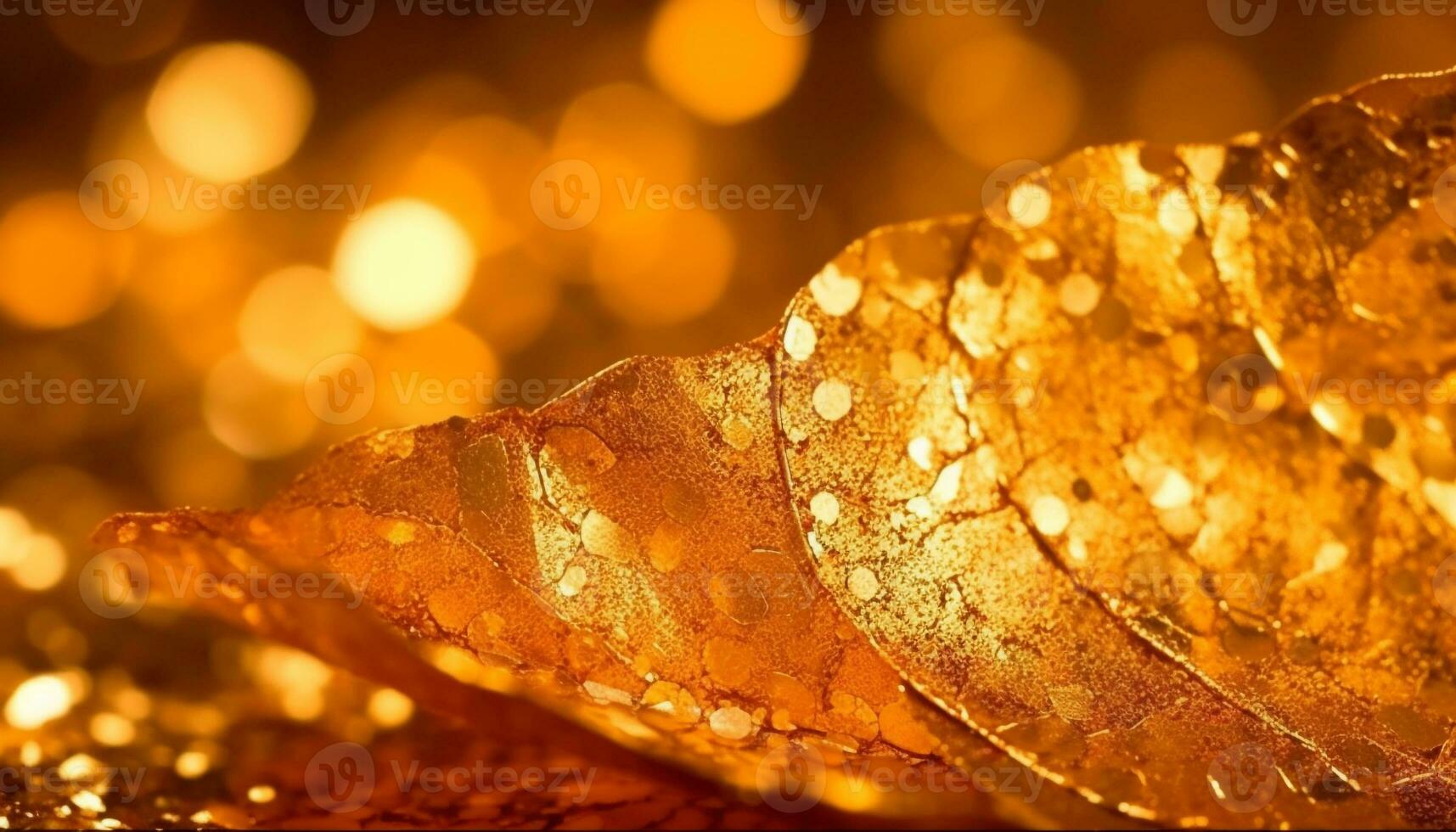 Golden leaves illuminate nature beauty in abstract celebration of seasons generated by AI photo