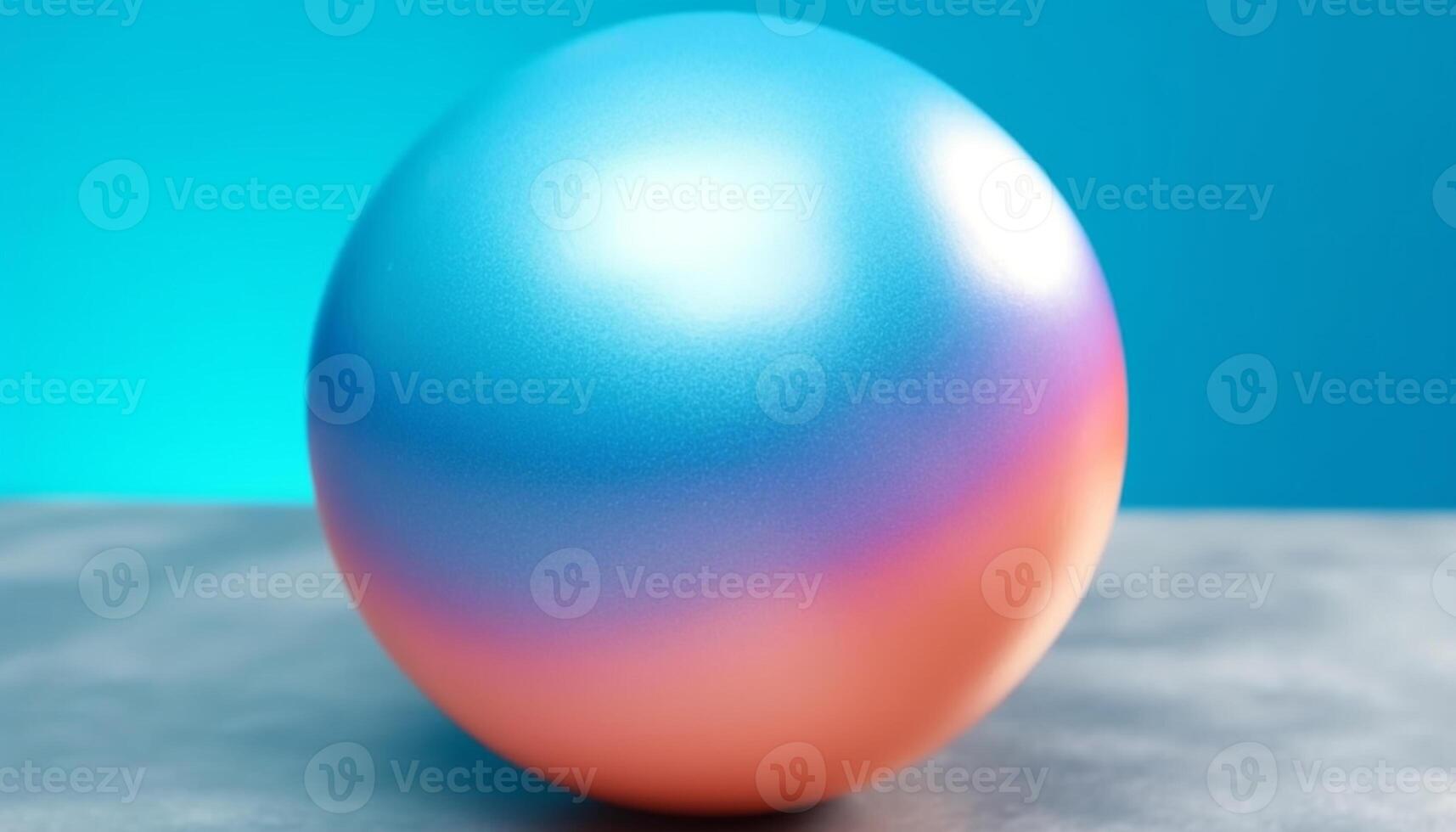 Abstract sphere levitates in vibrant pink and blue backdrop generated by AI photo