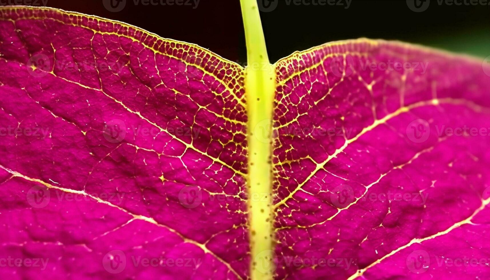Vibrant leaf vein pattern, macro close up of organic plant generated by AI photo