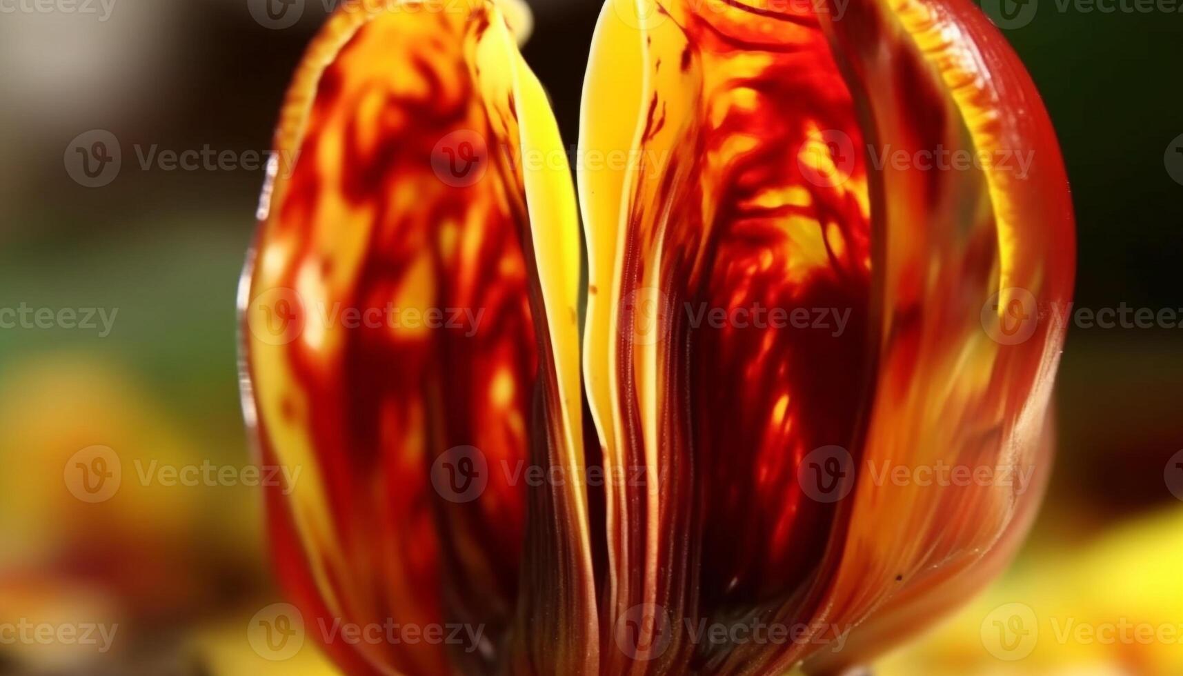 Vibrant flower head in foreground, shiny and ripe with beauty generated by AI photo