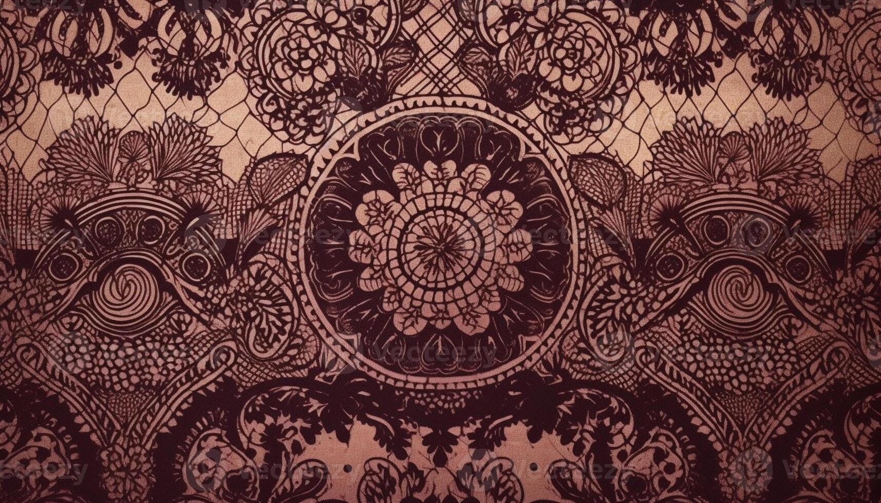 Floral pattern and animal shapes create elegant textile tapestry design generated by AI photo