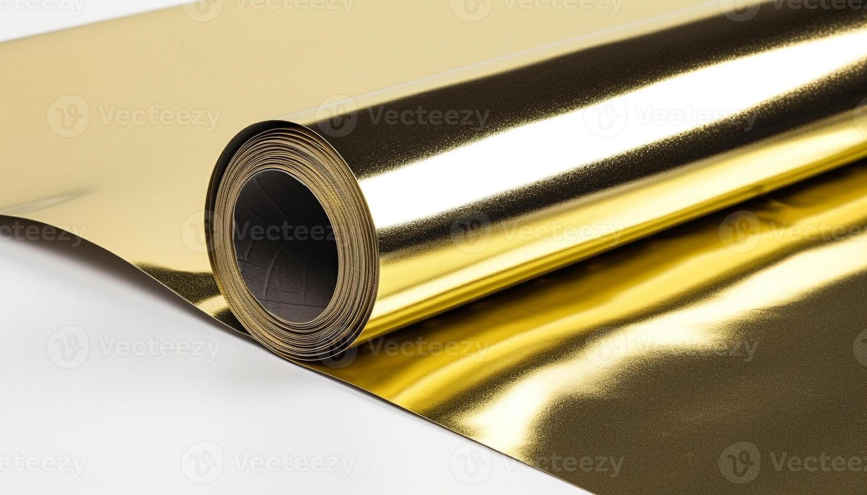 Shiny metallic work tool rolled up in gold colored packet generated by AI photo