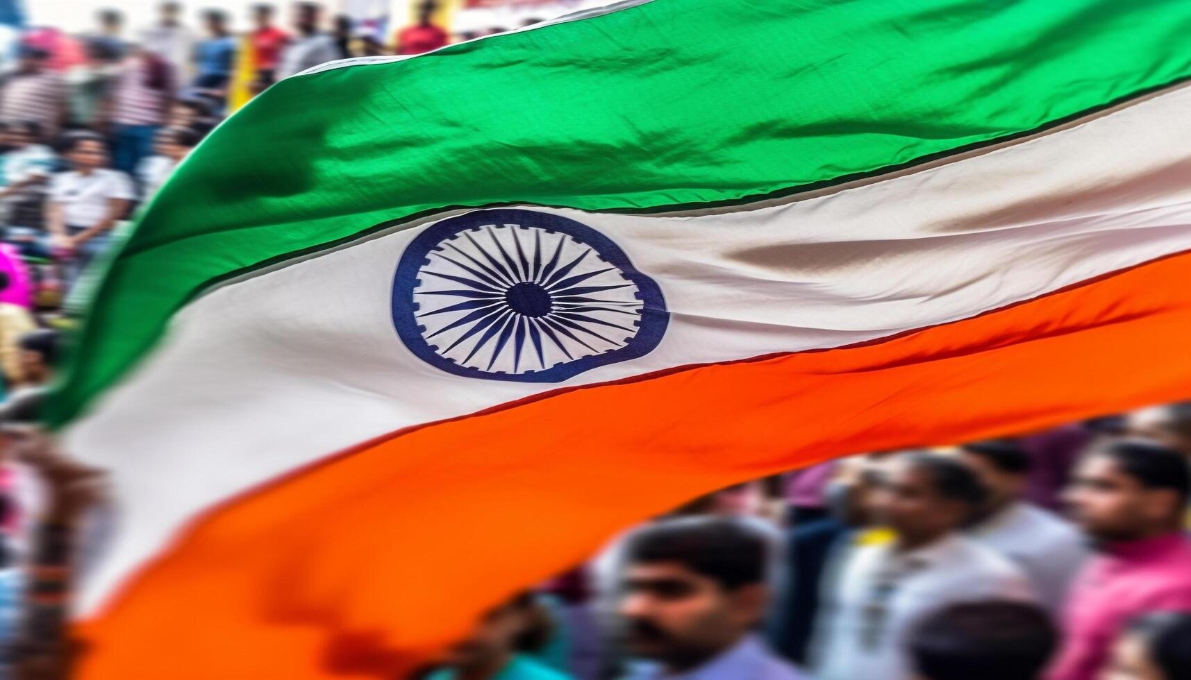 A joyful crowd waving multi colored flags celebrates freedom and unity generated by AI photo