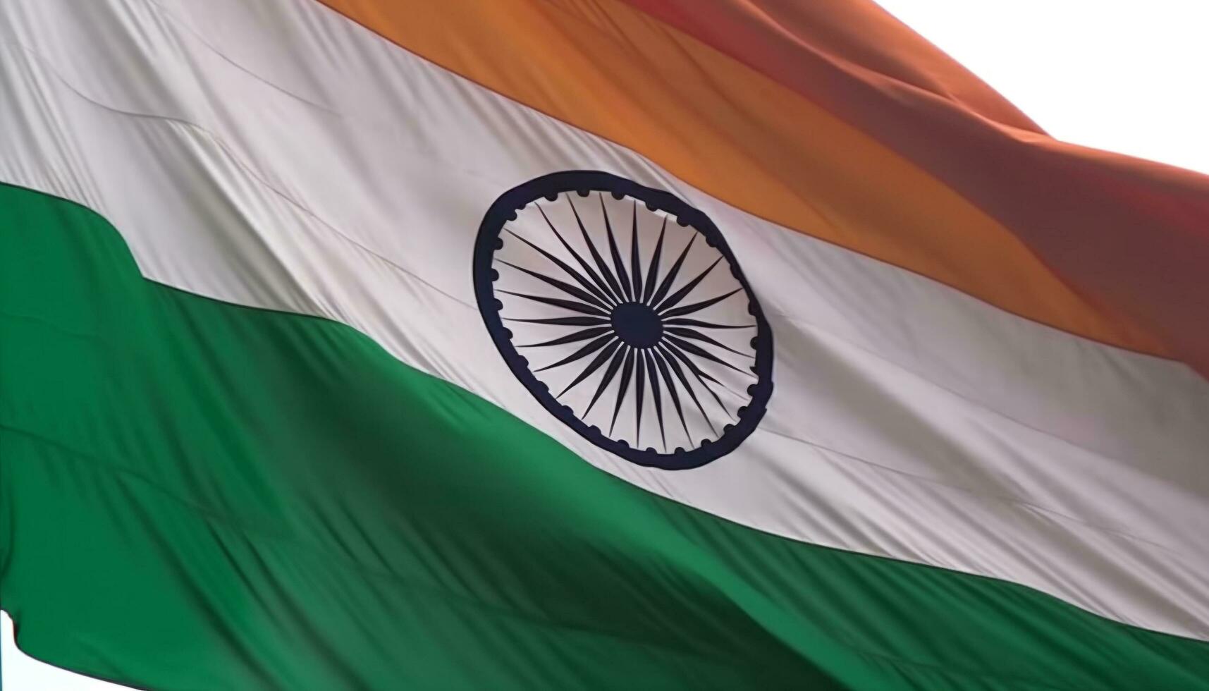 indio bandera ondulación en el viento, símbolo de patriotismo y orgullo generado por ai foto