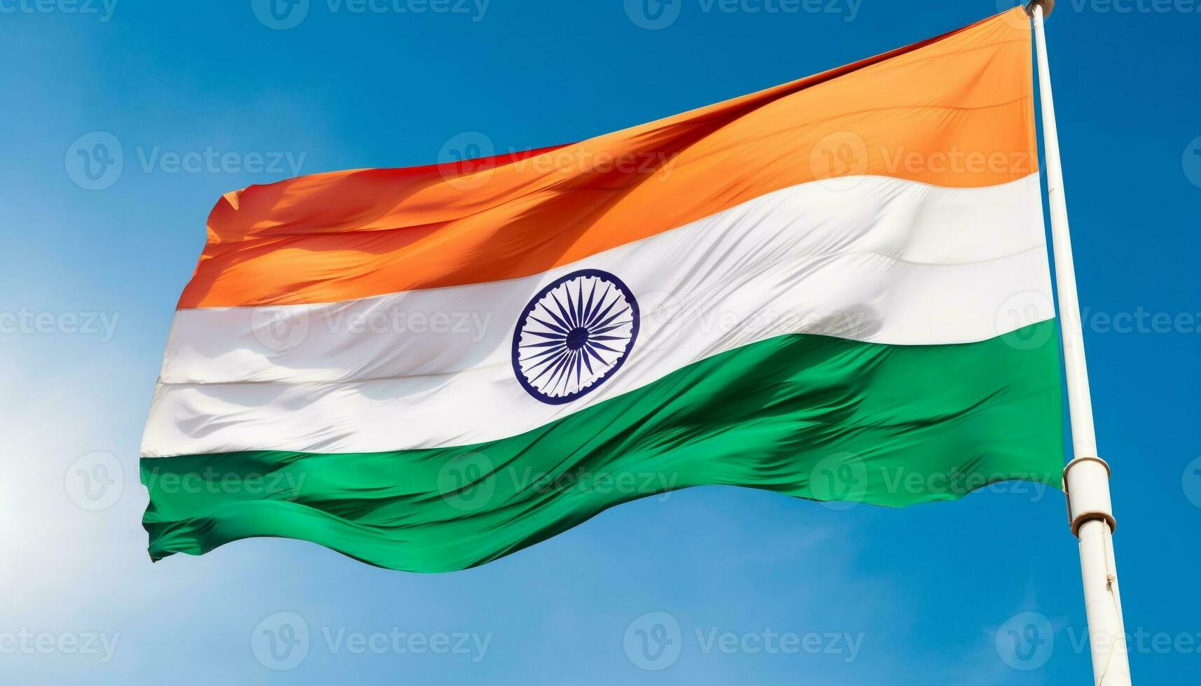 Flag blowing in wind, symbol of patriotism and freedom generated by AI photo