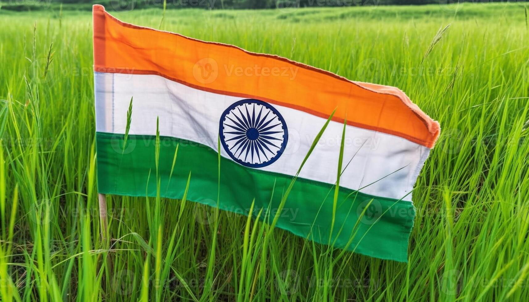 Indian flag waving in the wind, symbol of national pride generated by AI photo