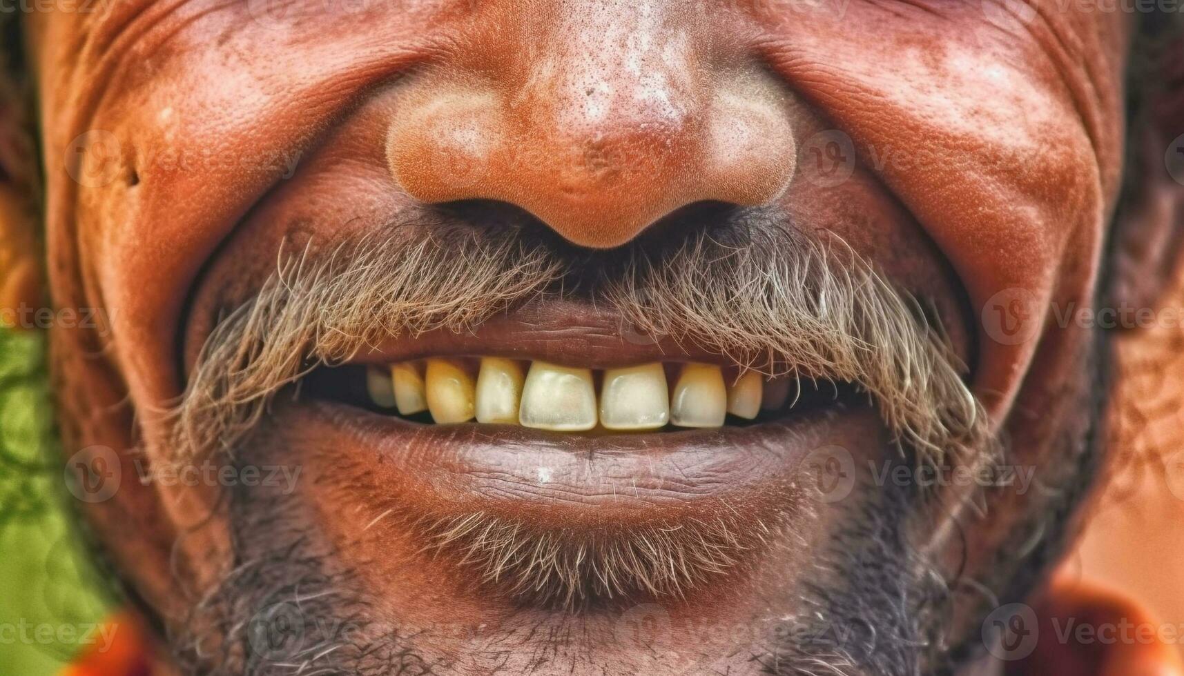 Smiling senior Indian man with gray beard and mustache outdoors generated by AI photo