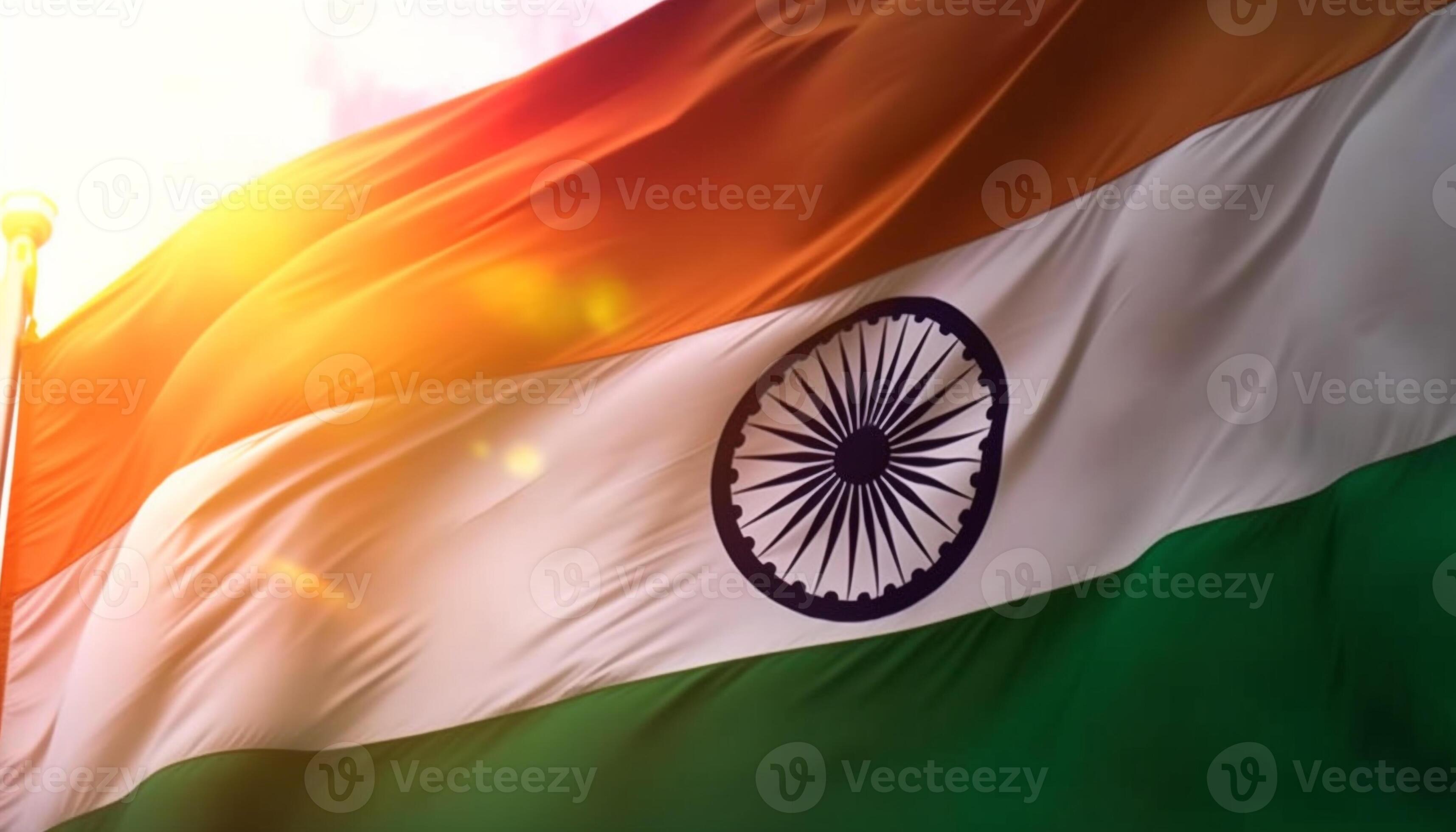 Indian flag waving with pride, symbol of unity and freedom generated by AI 24891907 Stock Photo