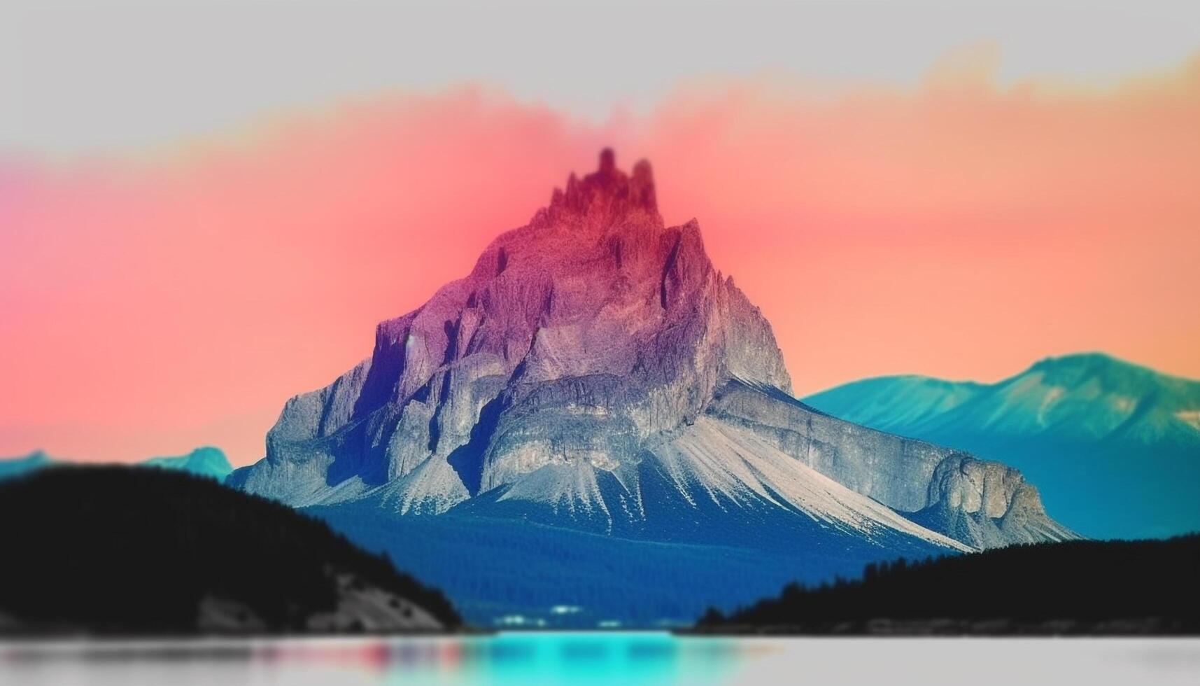 Majestic mountain range reflects purple dusk in tranquil silhouette generated by AI photo