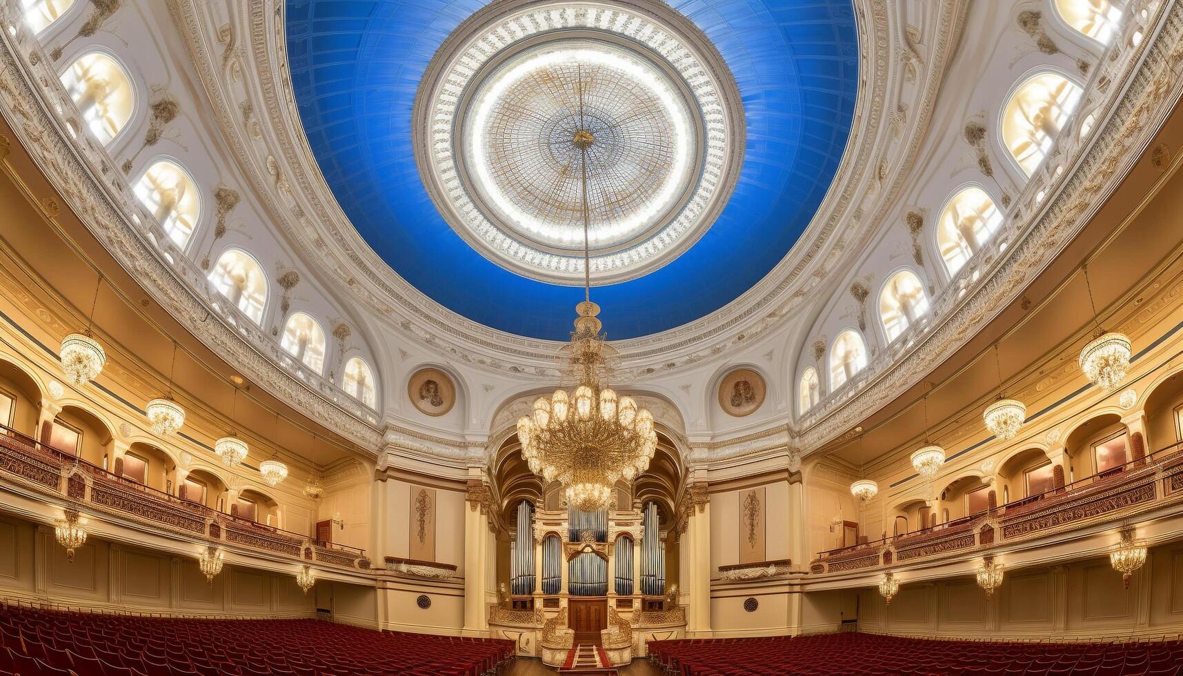 majestuoso catedral altar iluminado por azul techo, simbolizando espiritualidad generado por ai foto