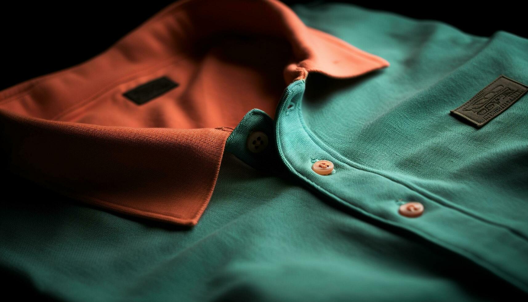 multi de colores camisa manga doblada en antiguo pasado de moda de madera de coser botón generado por ai foto
