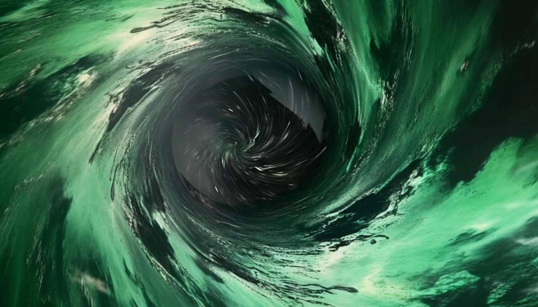 Spinning vortex of blue water in deep underwater galaxy landscape