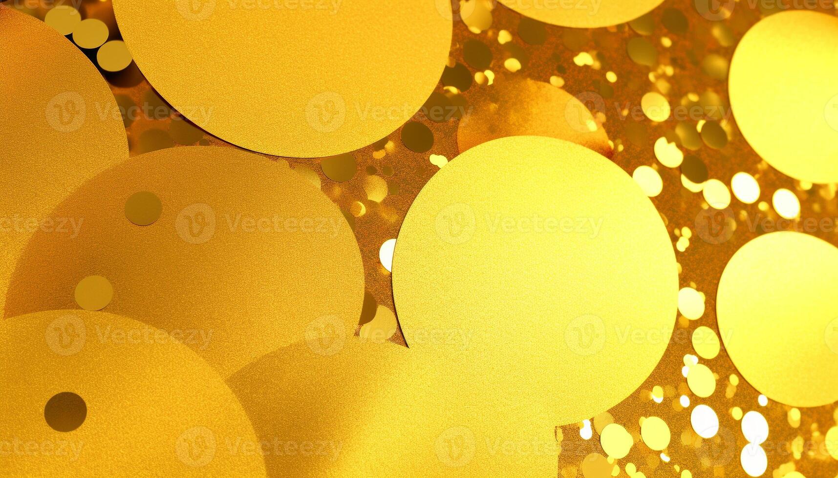 Glowing metallic bubble backdrop with abstract gold colored decoration generated by AI photo