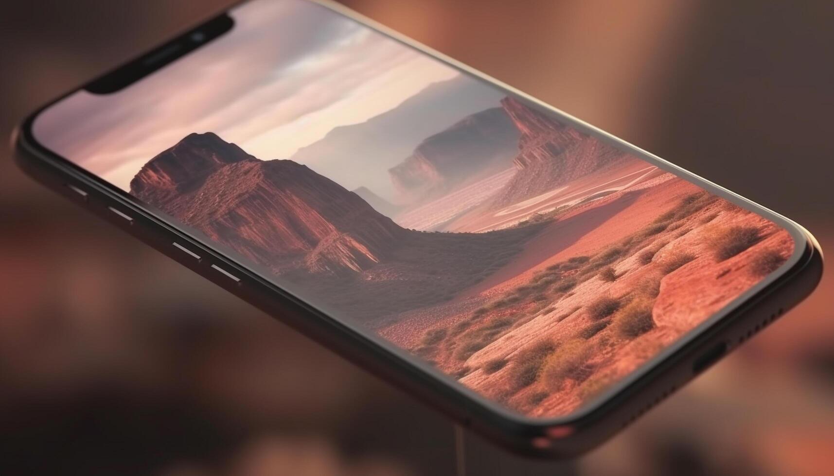 Sunset driving adventure, photographing famous places with wireless technology generated by AI photo