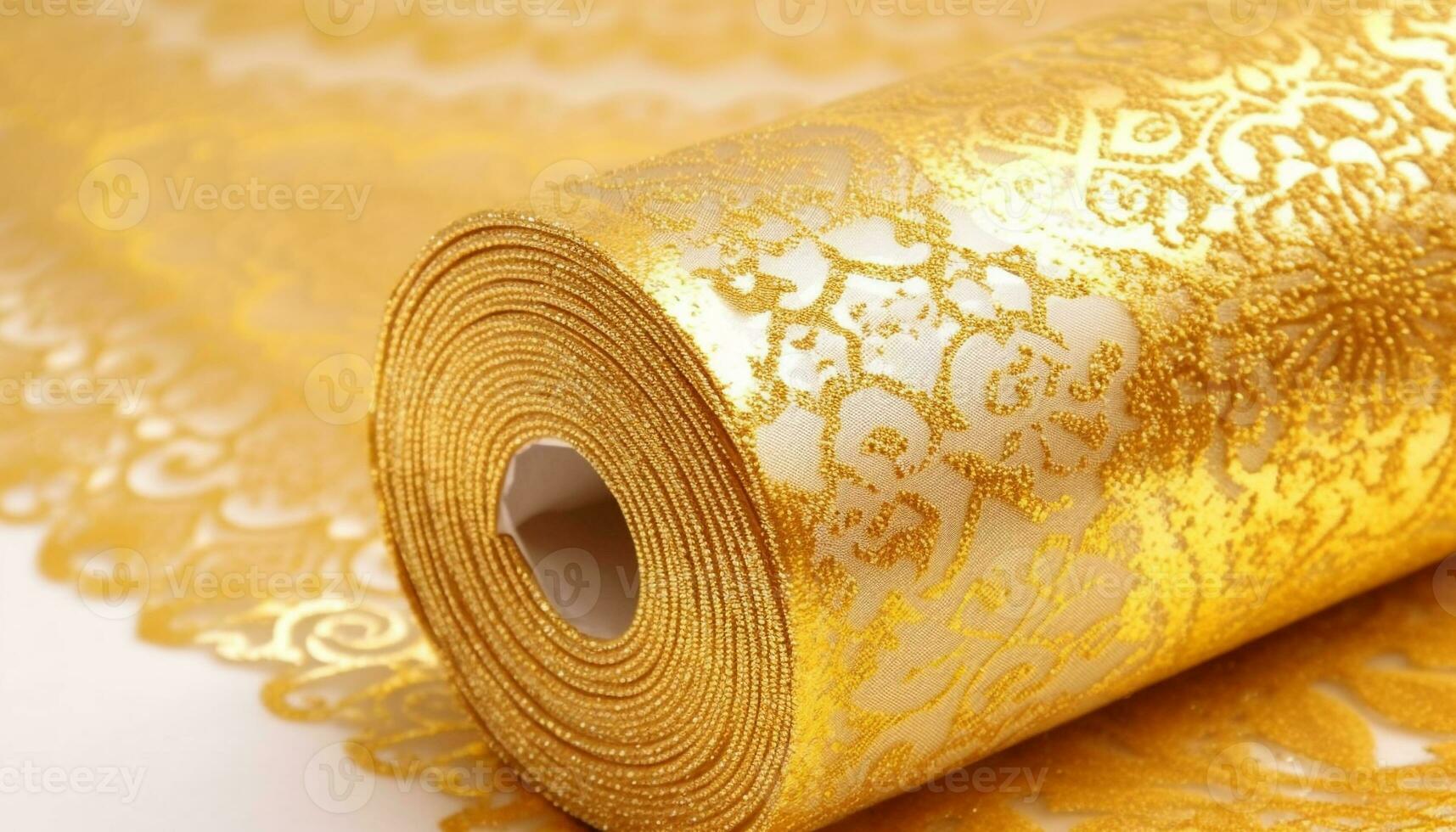 Golden silk yoga mat symbolizes elegance and healthy lifestyle celebration generated by AI photo
