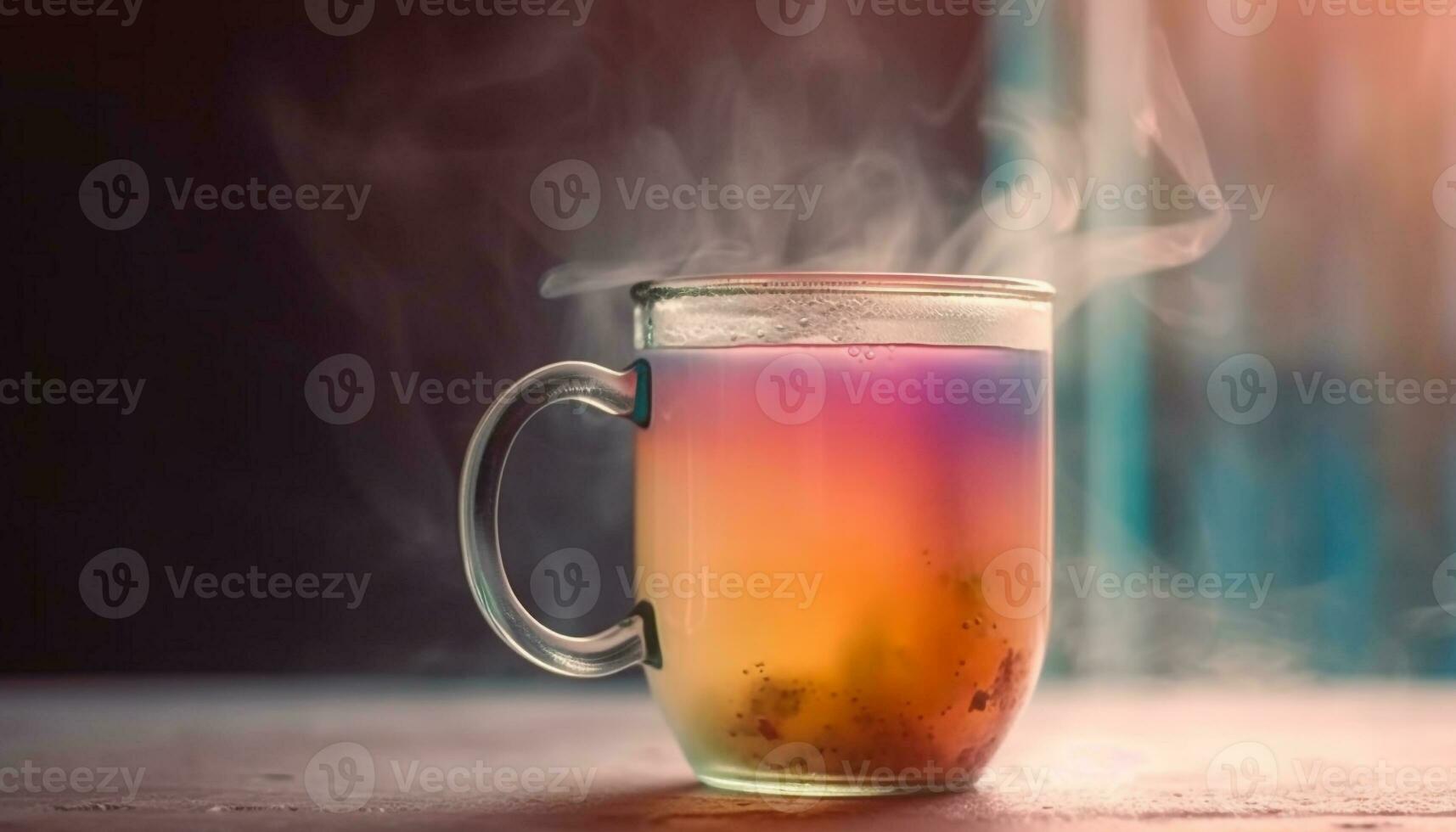 Refreshing cocktail in a glass, ice and smoke background generated by AI photo