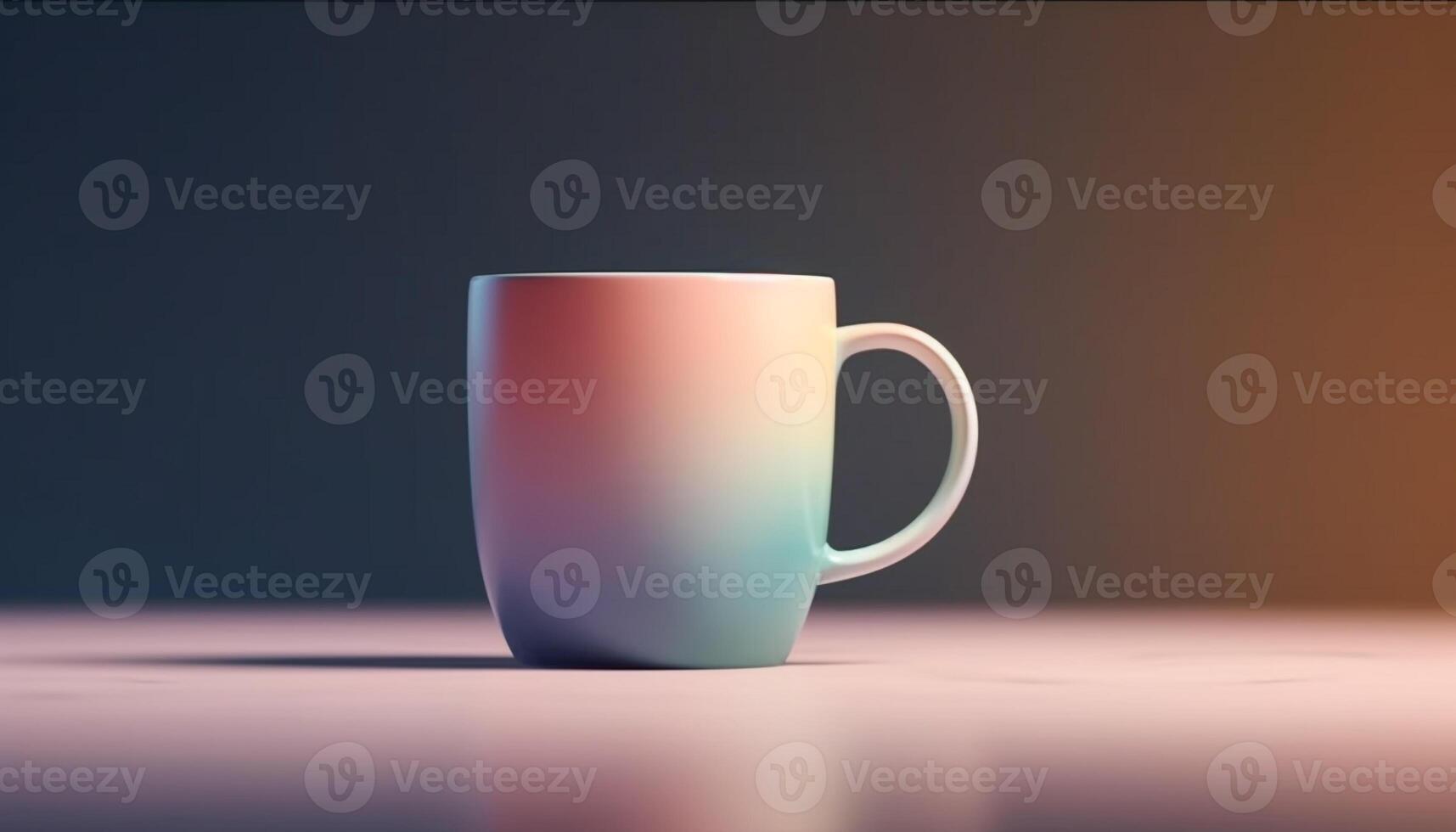 Hot coffee in elegant mug on wooden table, steam rising generated by AI photo