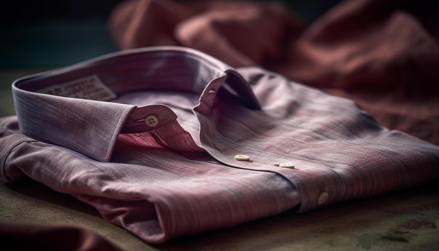 Elegant striped suit jacket on wooden table with cravat accessory generated by AI photo