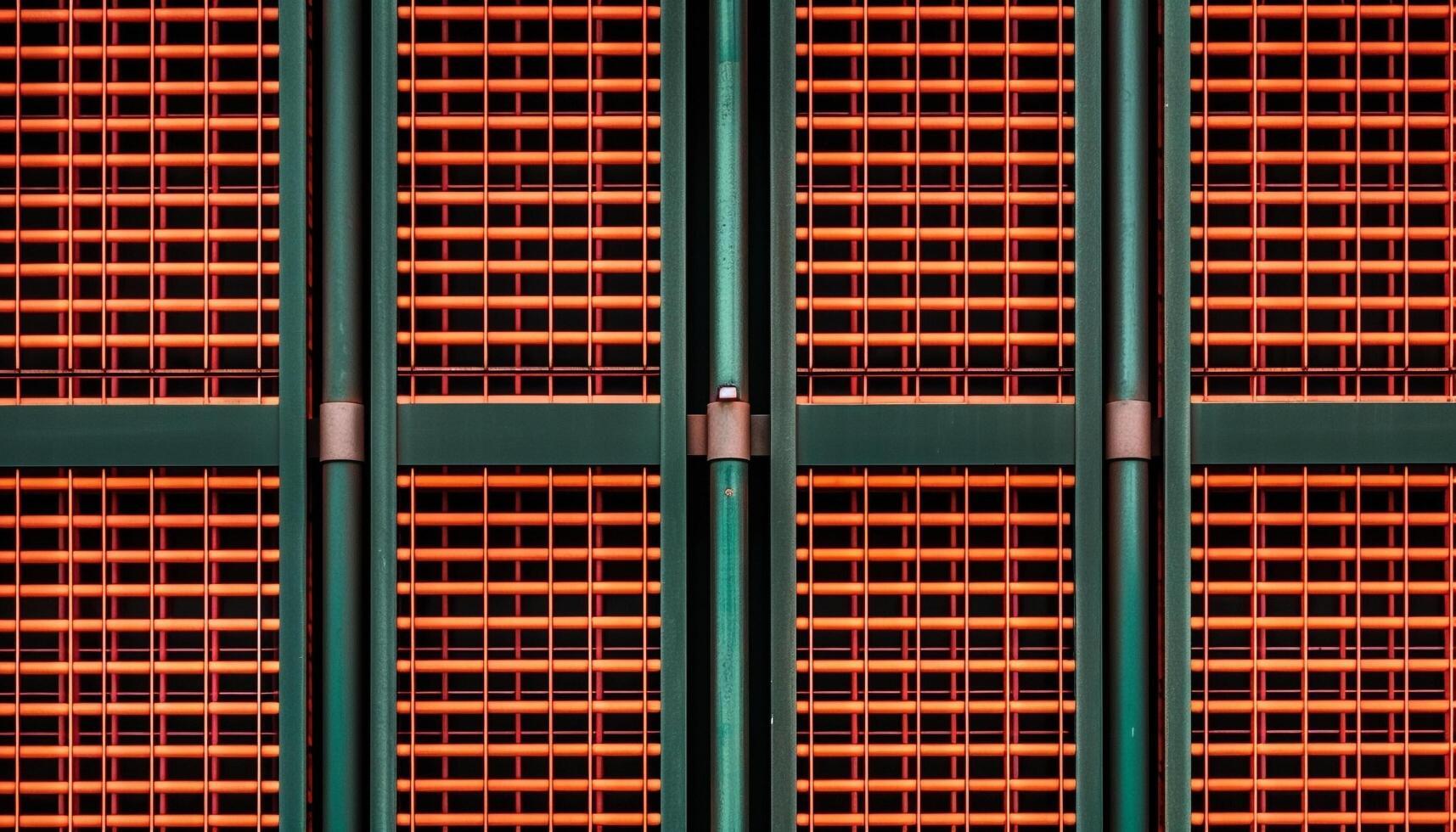 Rusty steel door in modern building, a textured backdrop design generated by AI photo