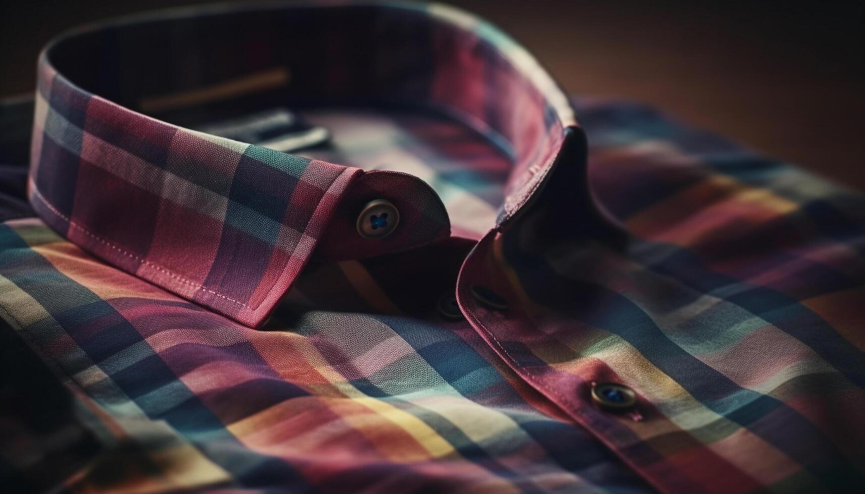 Modern elegance in plaid and stripes on men button down shirts generated by AI photo