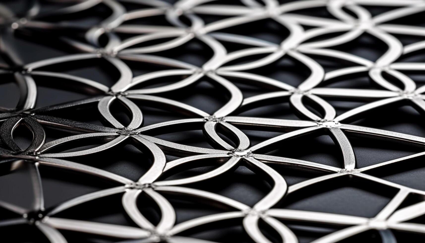 Abstract metallic pattern on steel fence, modern construction industry design generated by AI photo