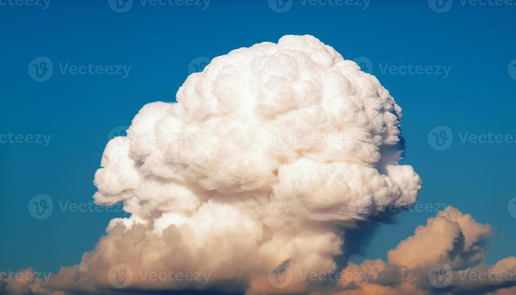 Exploding sun heats physical structure high up in clear sky generated by AI photo