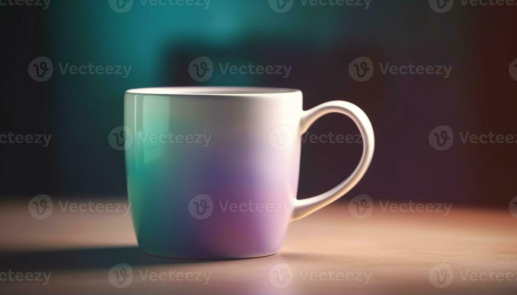 Transparent glass mug on wooden table, steamy latte in focus generated by AI photo