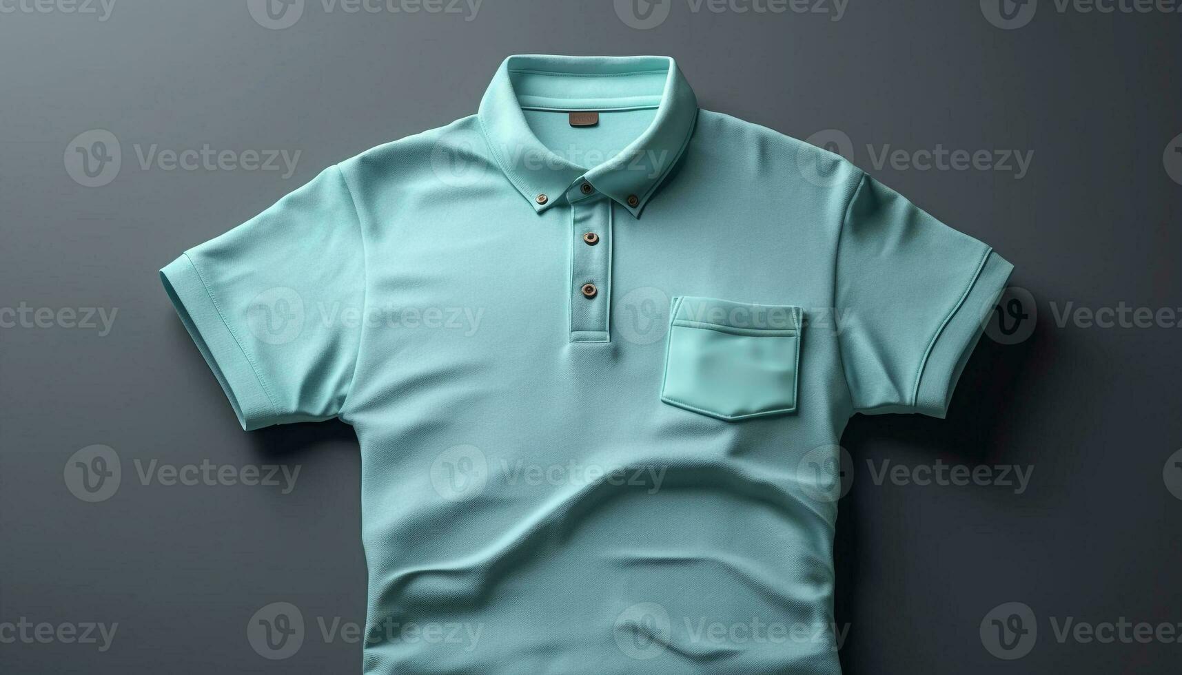 Blue shirt with folded collar, modern design, studio shot generated by AI photo