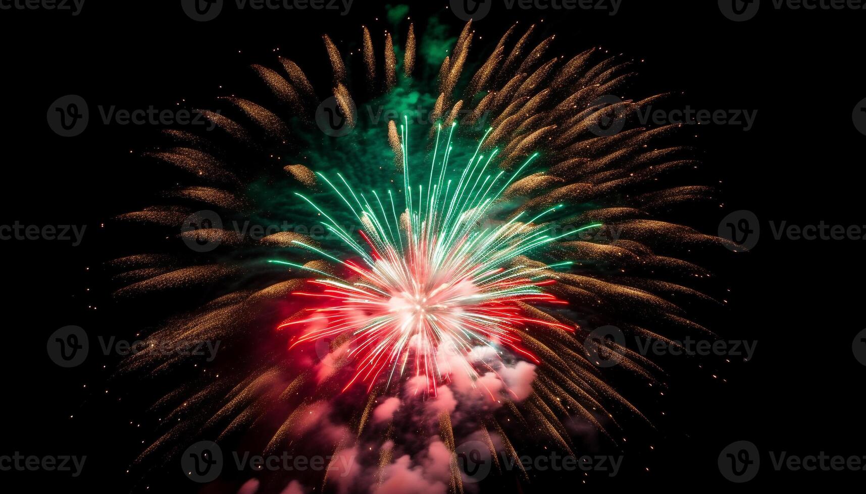 Fourth of July celebration exploding firework display in vibrant colors generated by AI photo