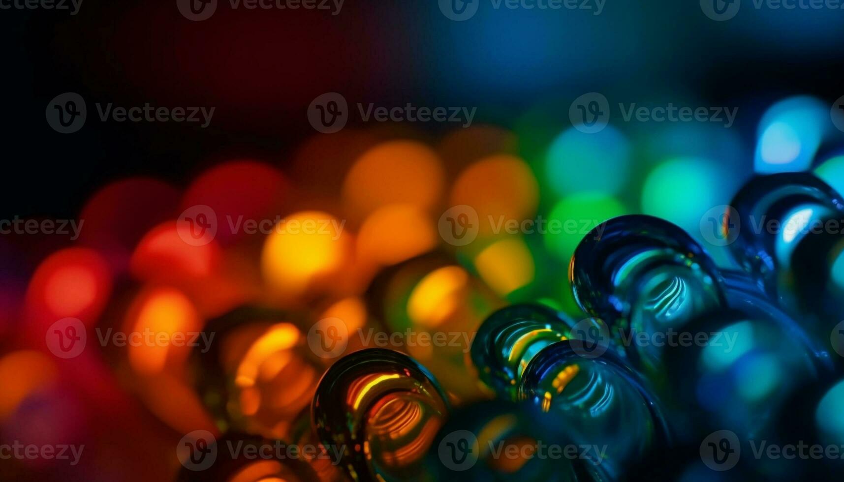 Vibrant colors illuminate abstract circle pattern in defocused background generated by AI photo