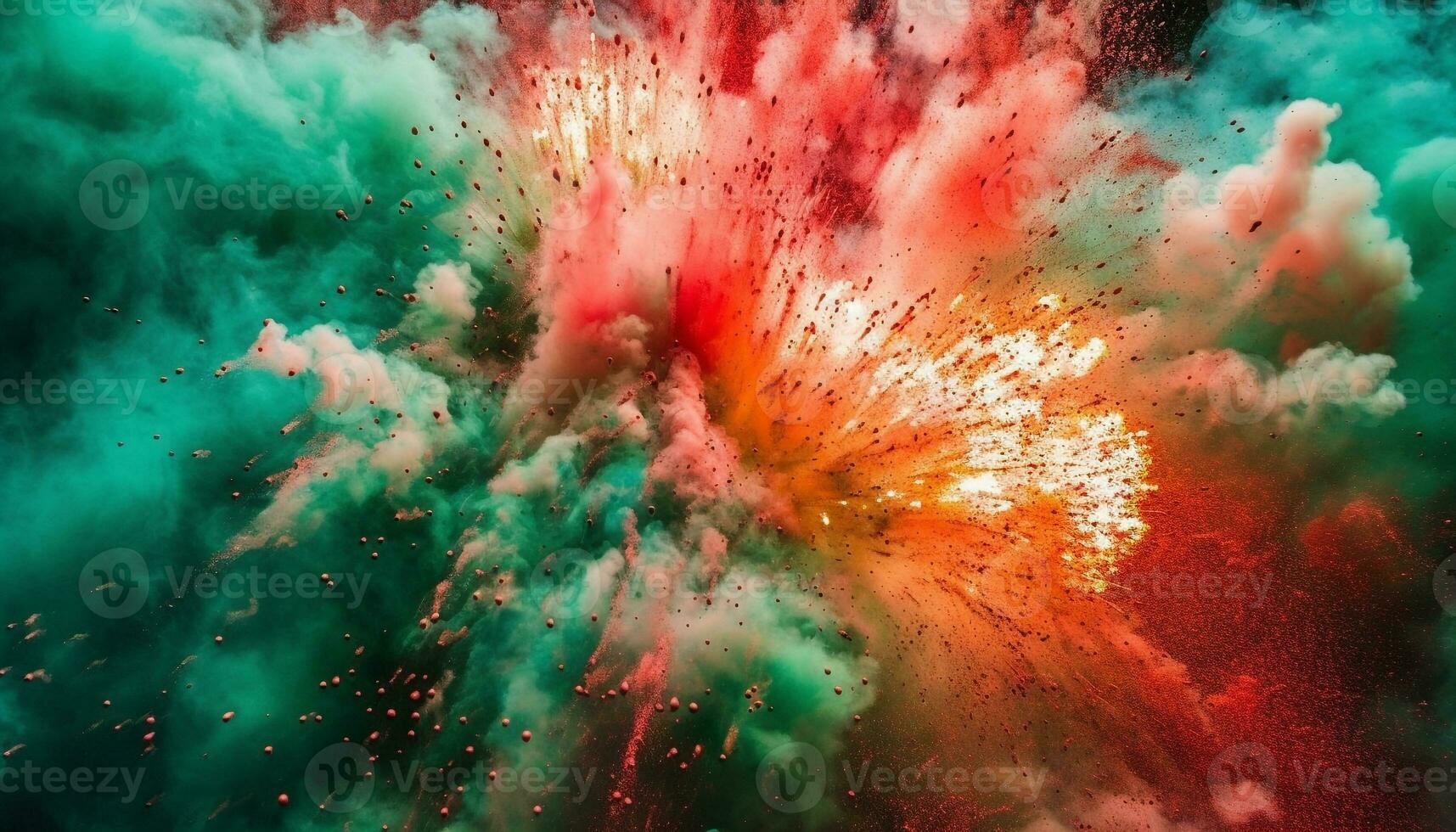 Exploding galaxy creates multi colored underwater nebula in futuristic space generated by AI photo