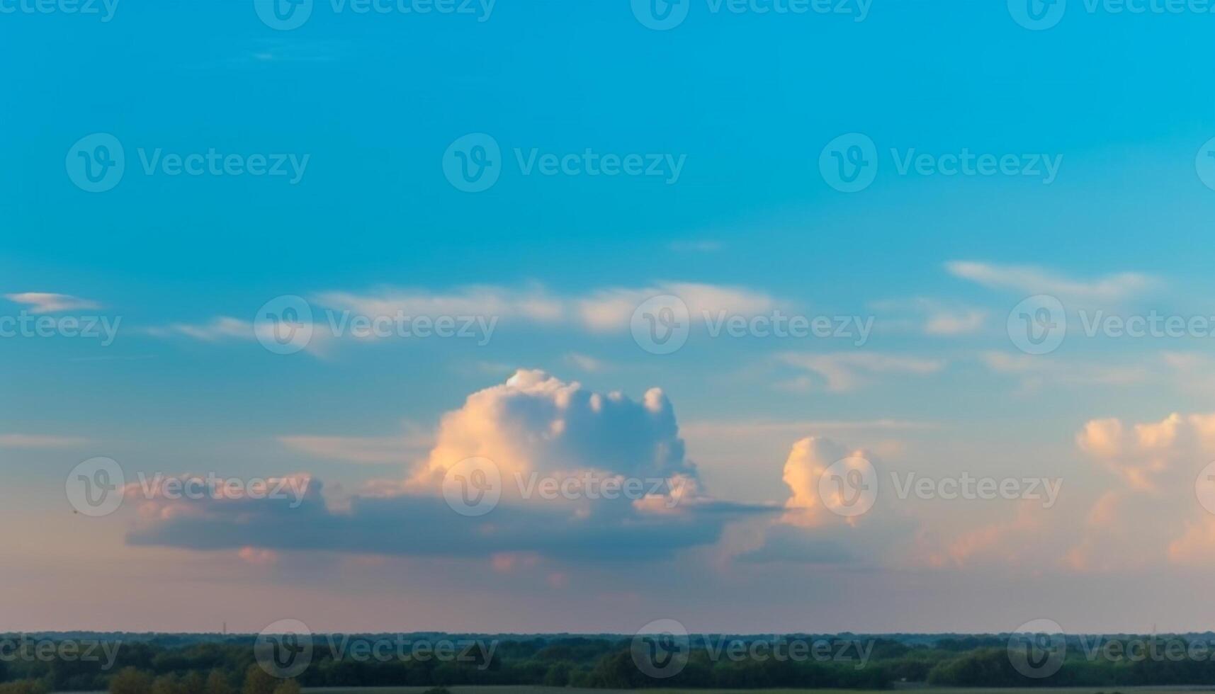 Vibrant autumn sunrise over tranquil meadow, horizon over land generated by AI photo