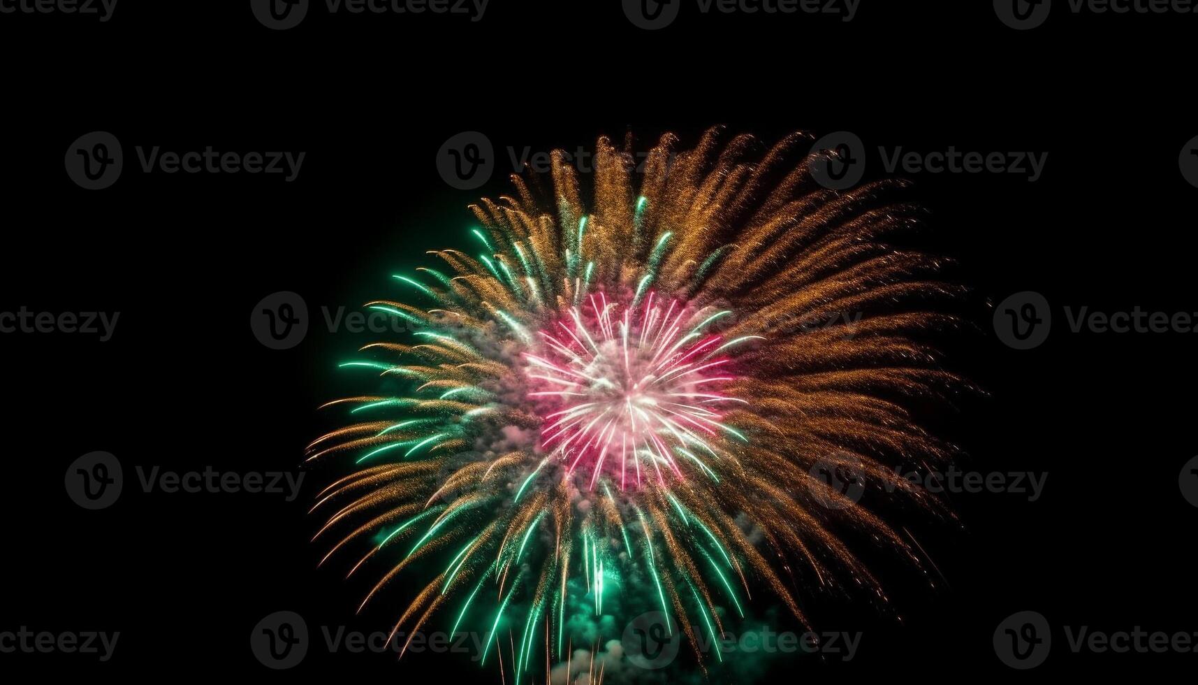 Fourth of July celebration exploding fireworks illuminate vibrant summer night generated by AI photo