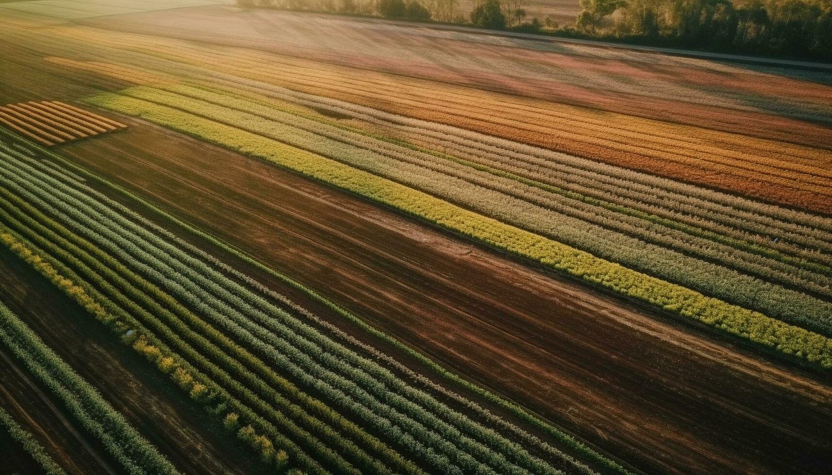 agrícola industria cosechas multi de colores trigo en idílico rural paisaje generado por ai foto