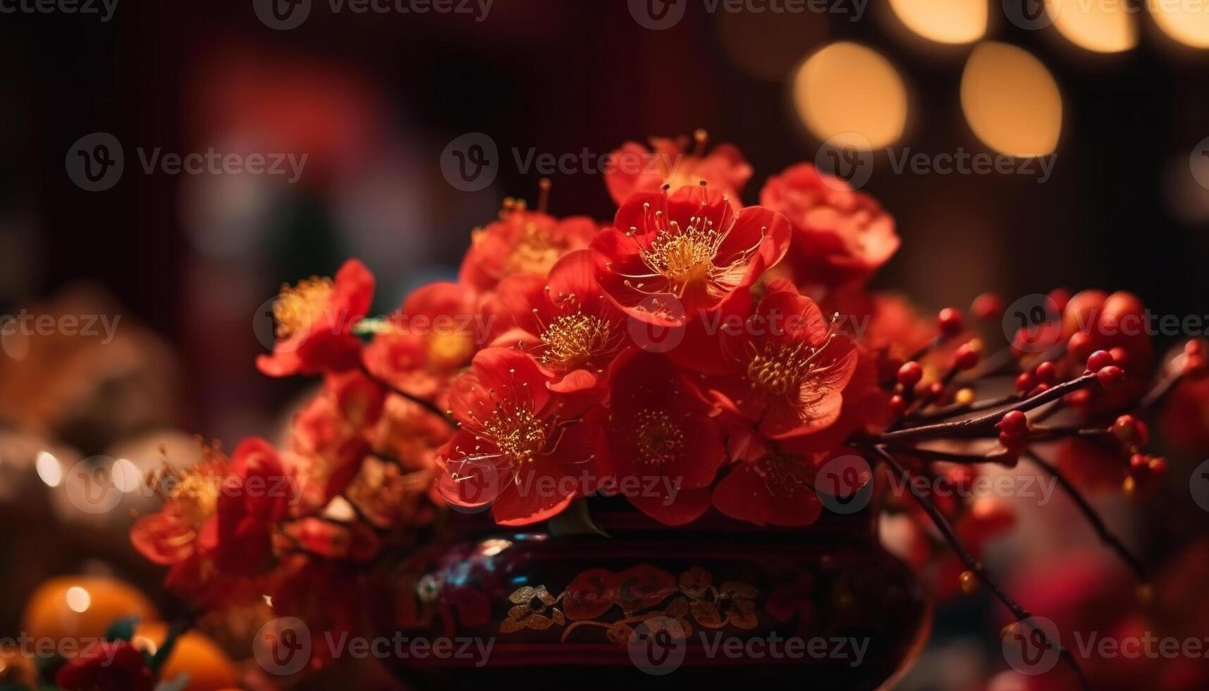 The ornate candle glowed, illuminating the single flower beauty generated by AI photo