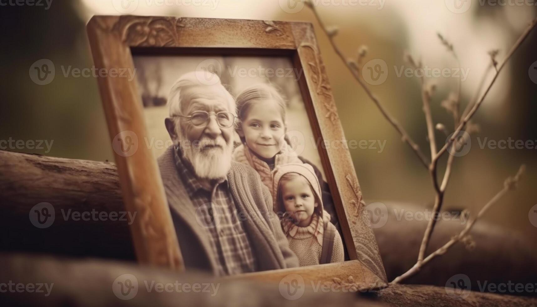 multi Generacion familia abraza naturaleza, amor y unión al aire libre generado por ai foto