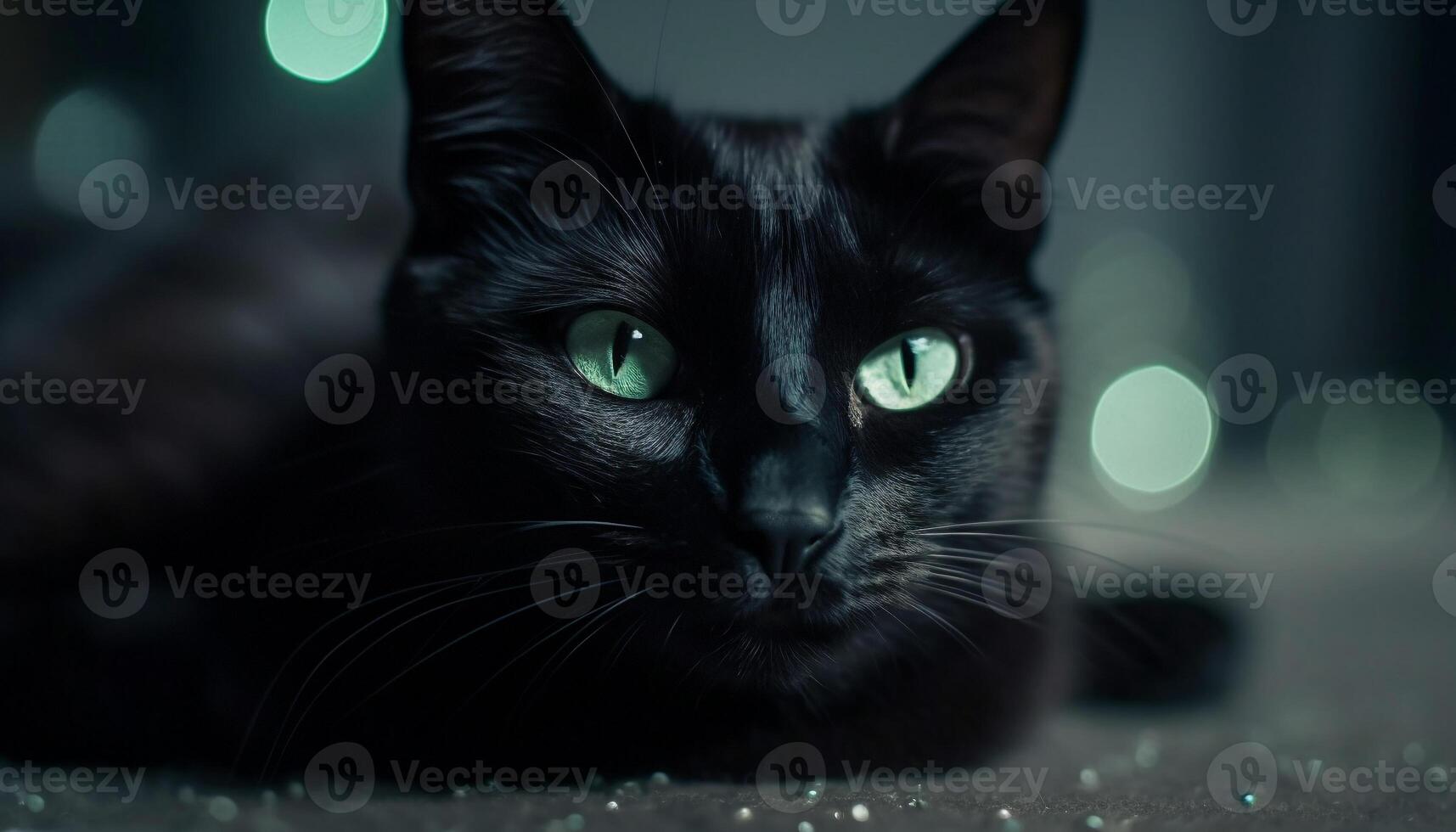 Cute kitten staring with softness, focus on foreground and nose generated by AI photo