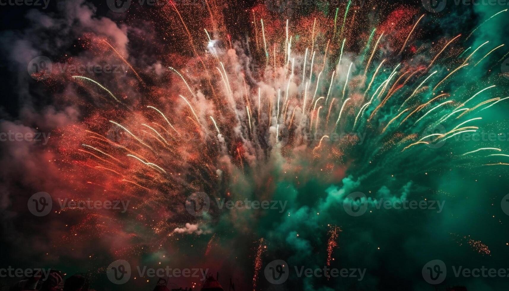 Fourth of July celebration Fireworks explode in vibrant, multi colored patterns generated by AI photo