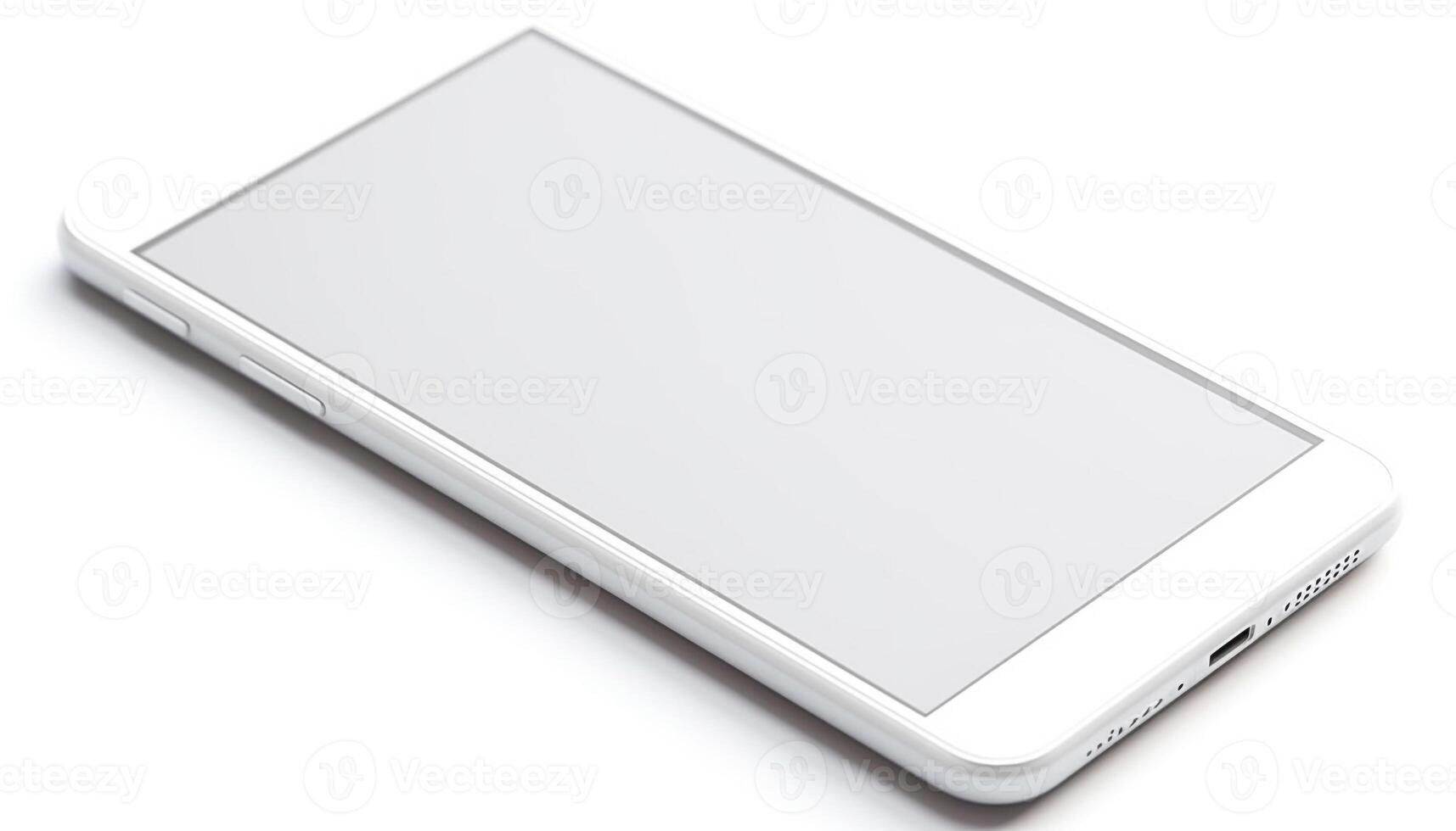 Modern laptop and mobile phone on white background with copy space generated by AI photo