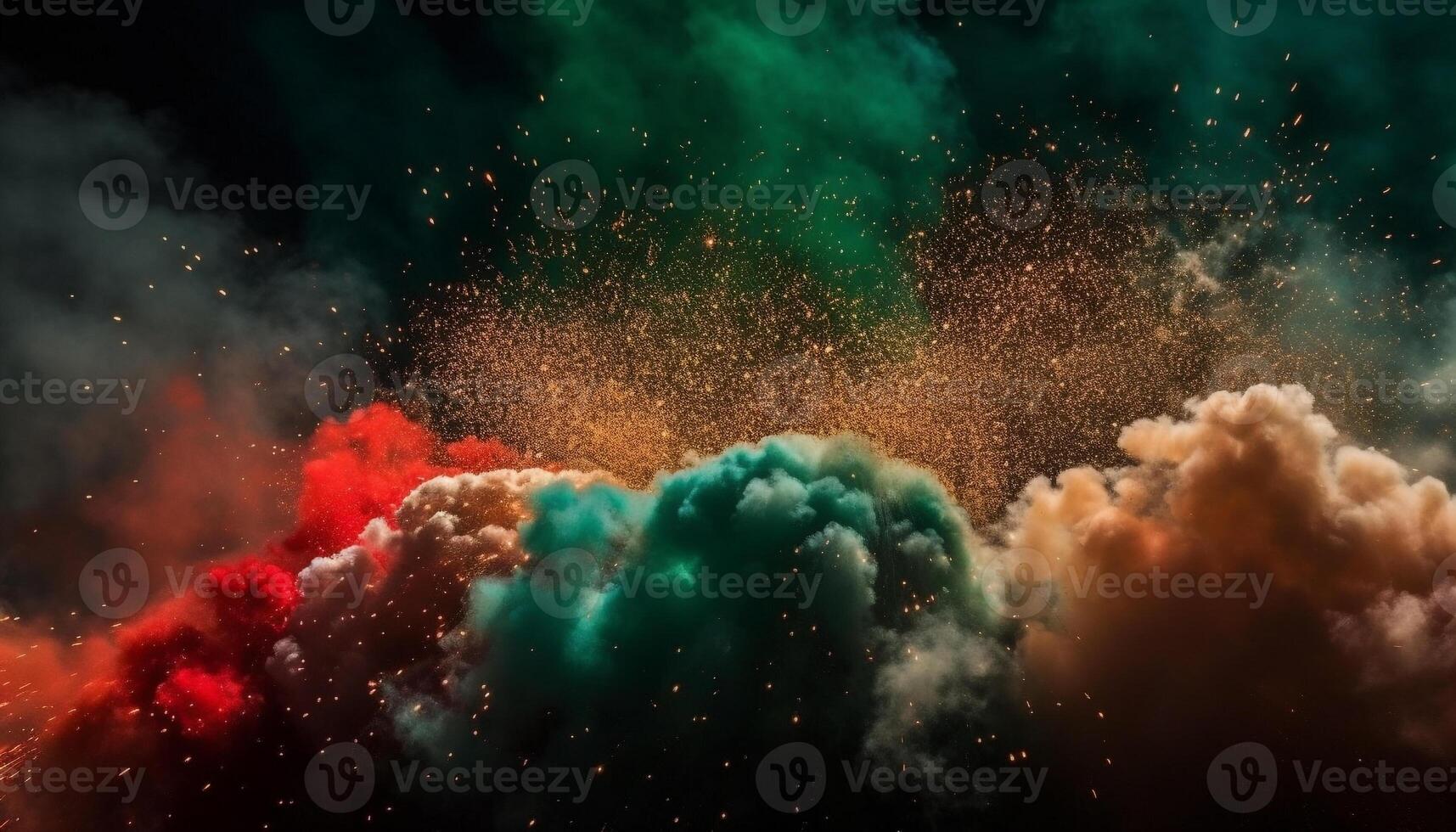 Exploding star creates multi colored abstract galaxy in the night sky generated by AI photo