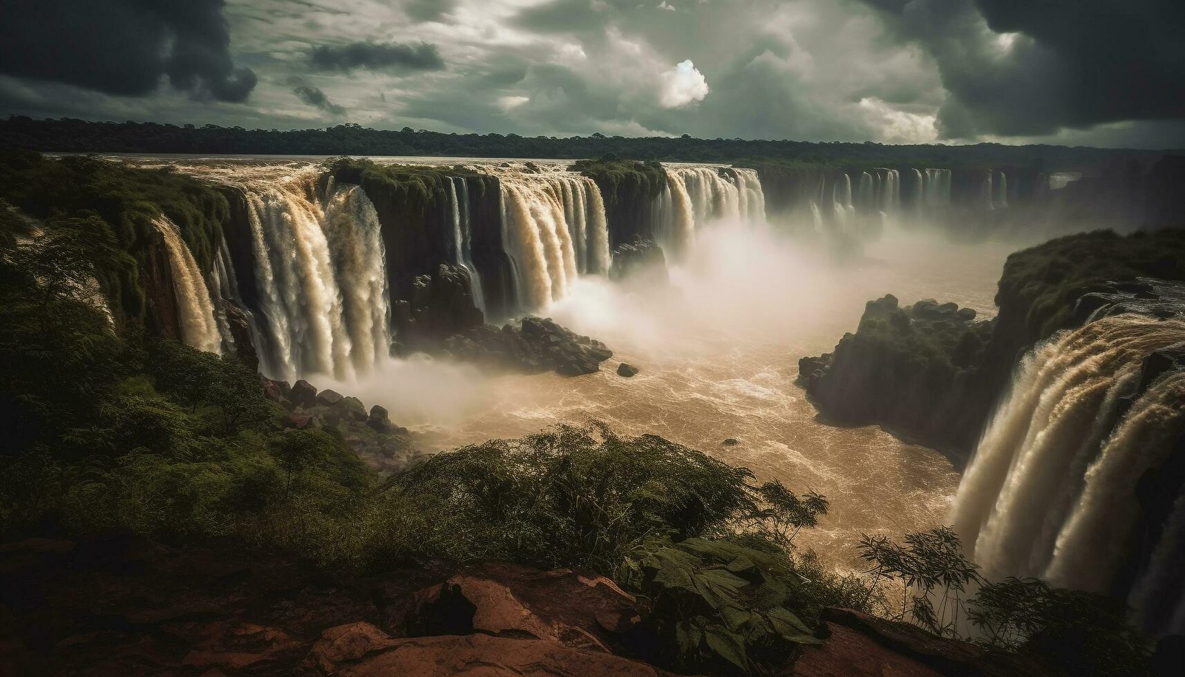 el majestuoso acantilado soportes alto, con vista a el fluido agua generativo ai foto