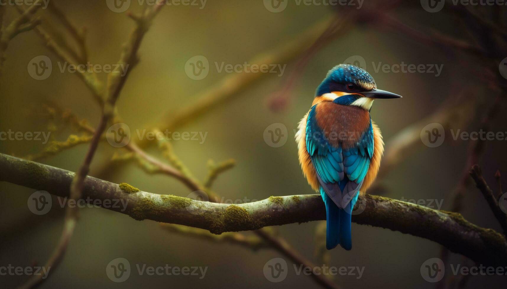 A vibrant male bee eater perching on a branch, focused outdoors generated by AI photo