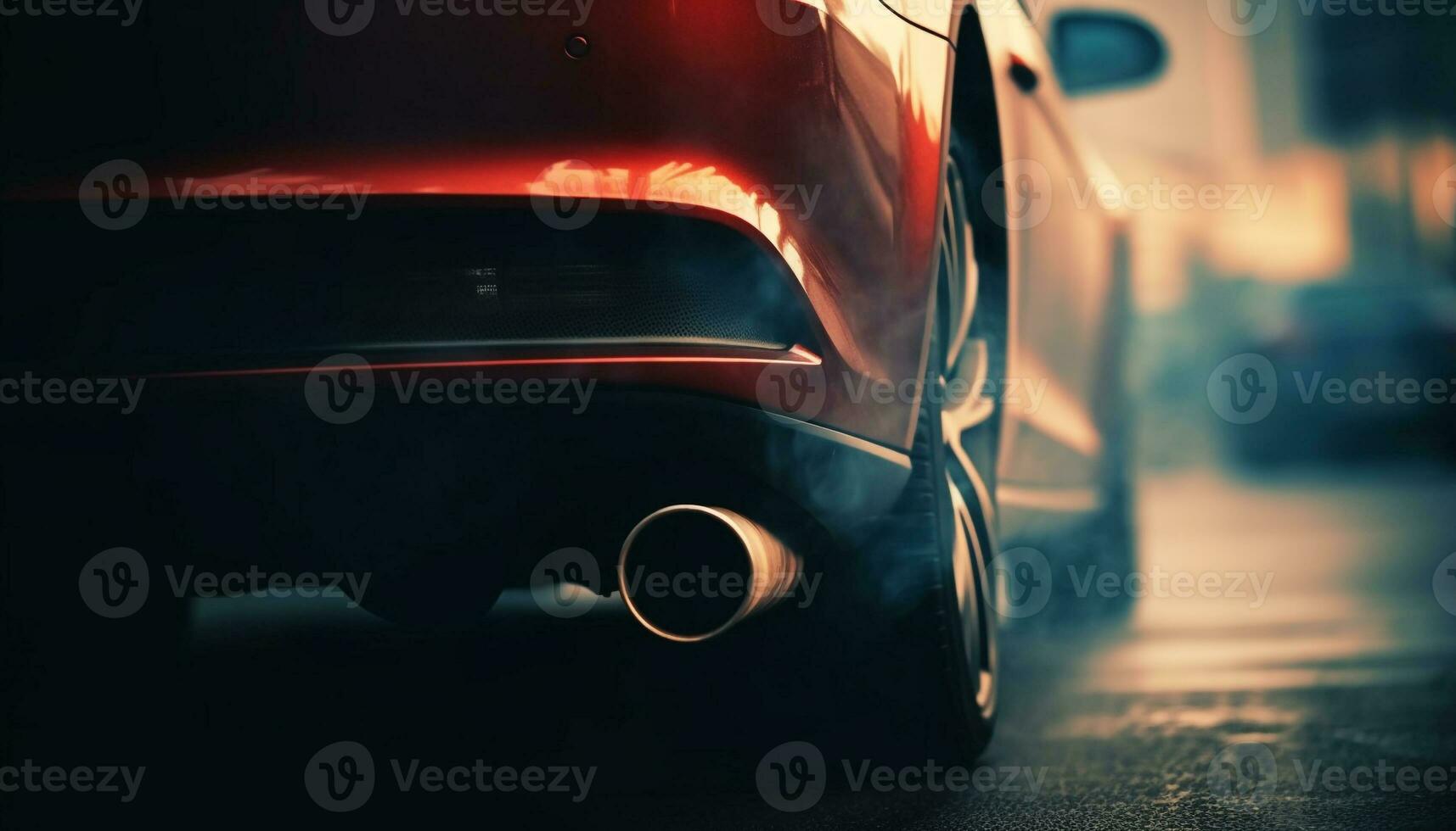 un lujo Deportes coche velocidades mediante el ciudad a oscuridad generado por ai foto