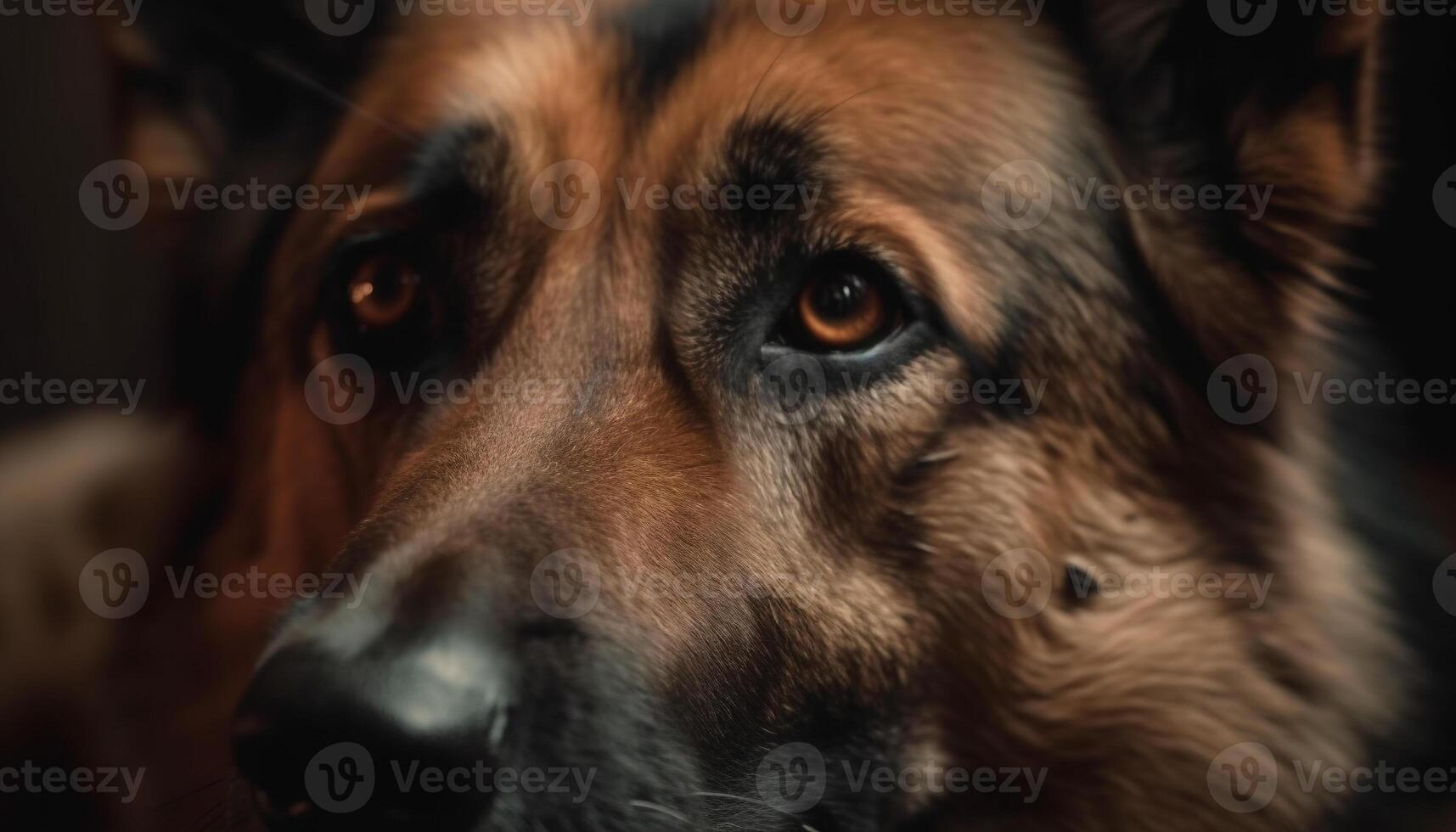 Close up portrait of a cute German Shepherd puppy outdoors generated by AI photo